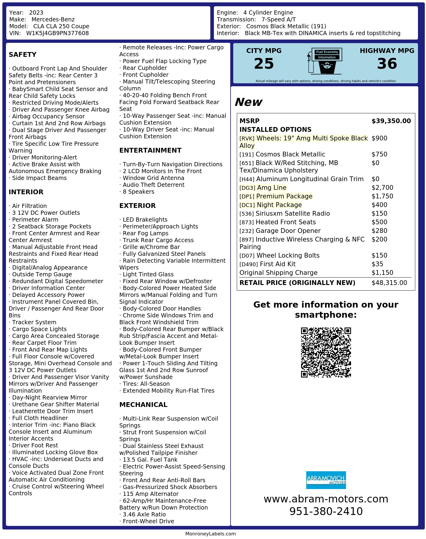 Monroney Label