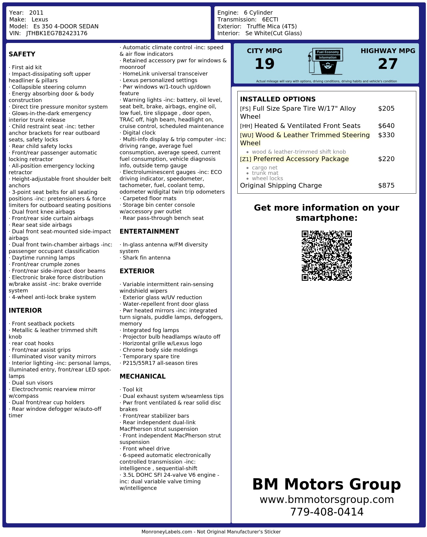 Monroney Label