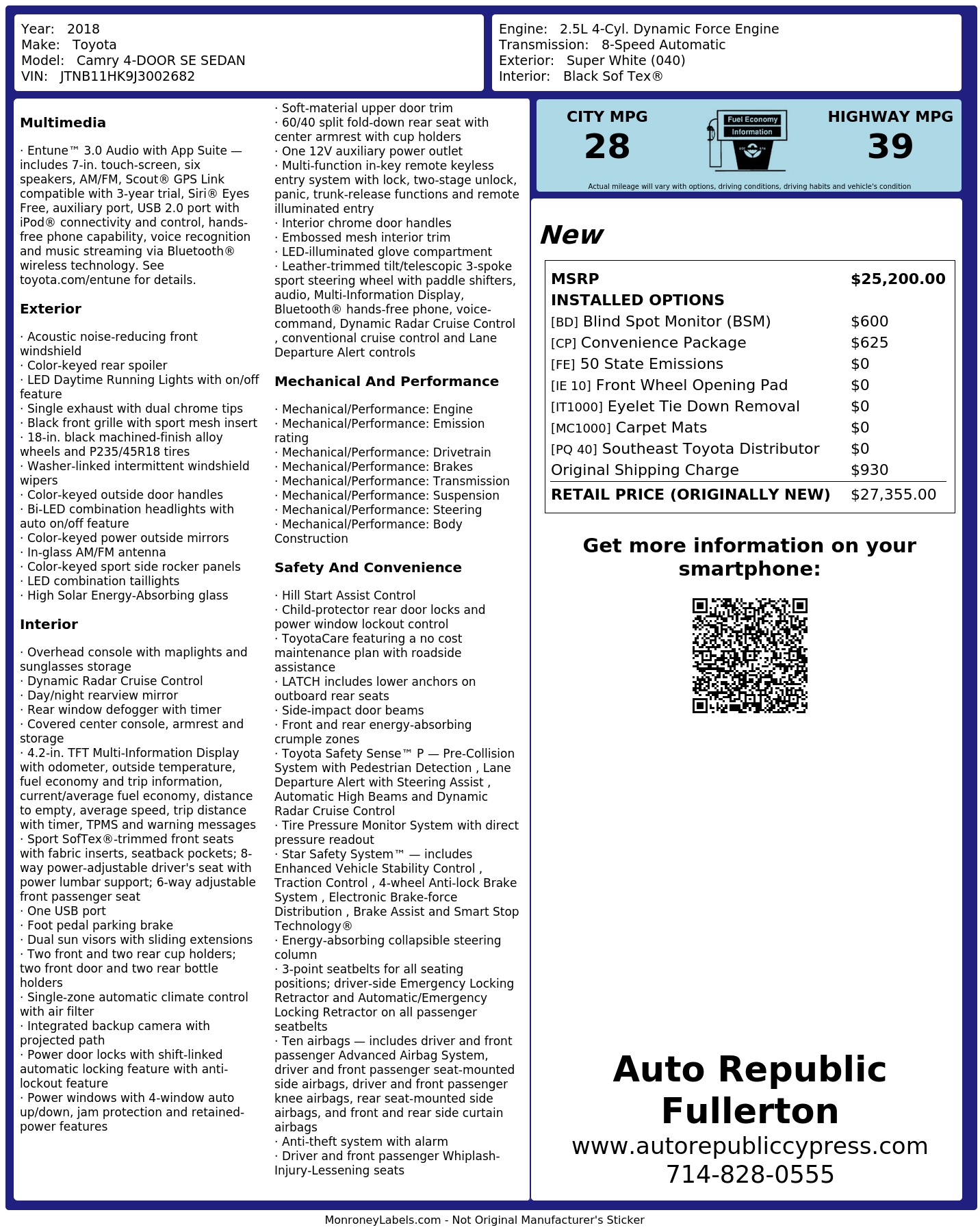 Monroney Label