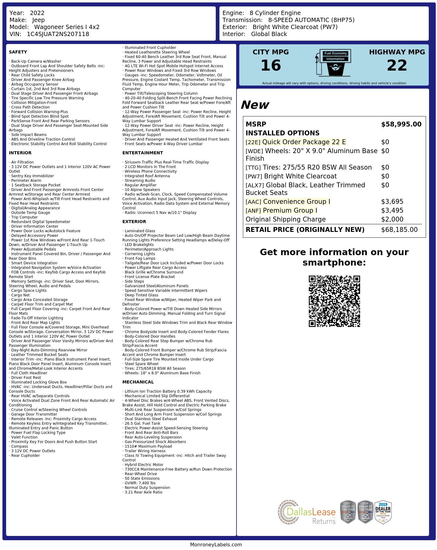 Monroney Label
