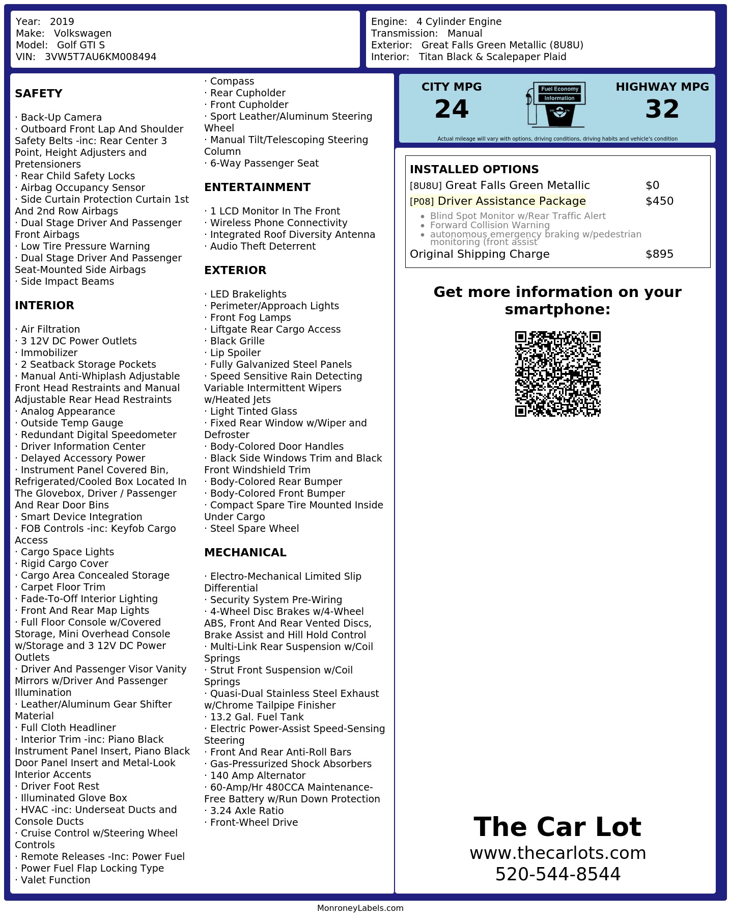 Monroney Label