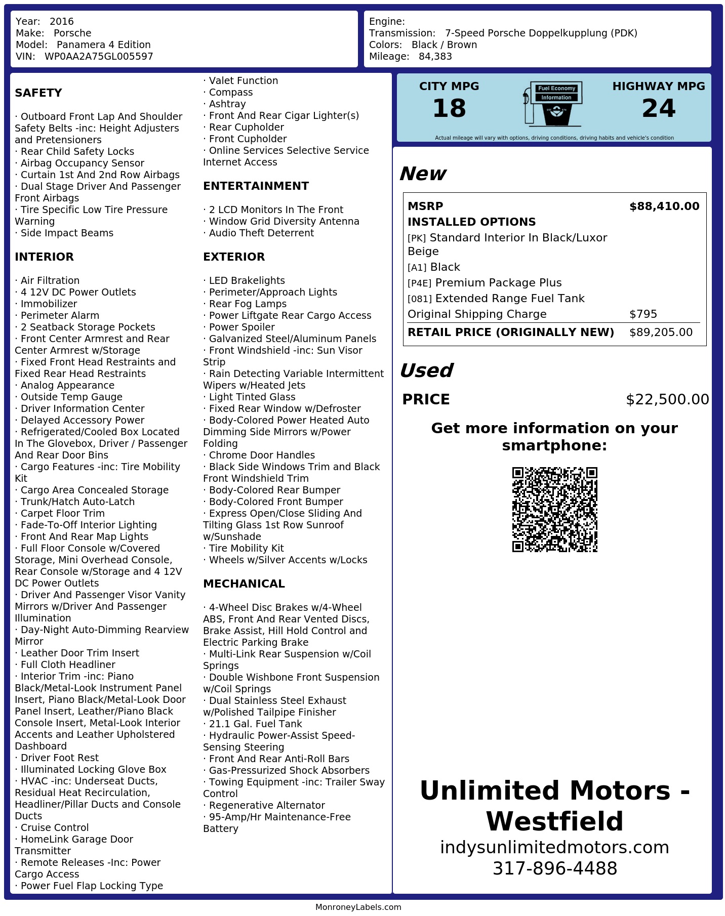 Monroney Label