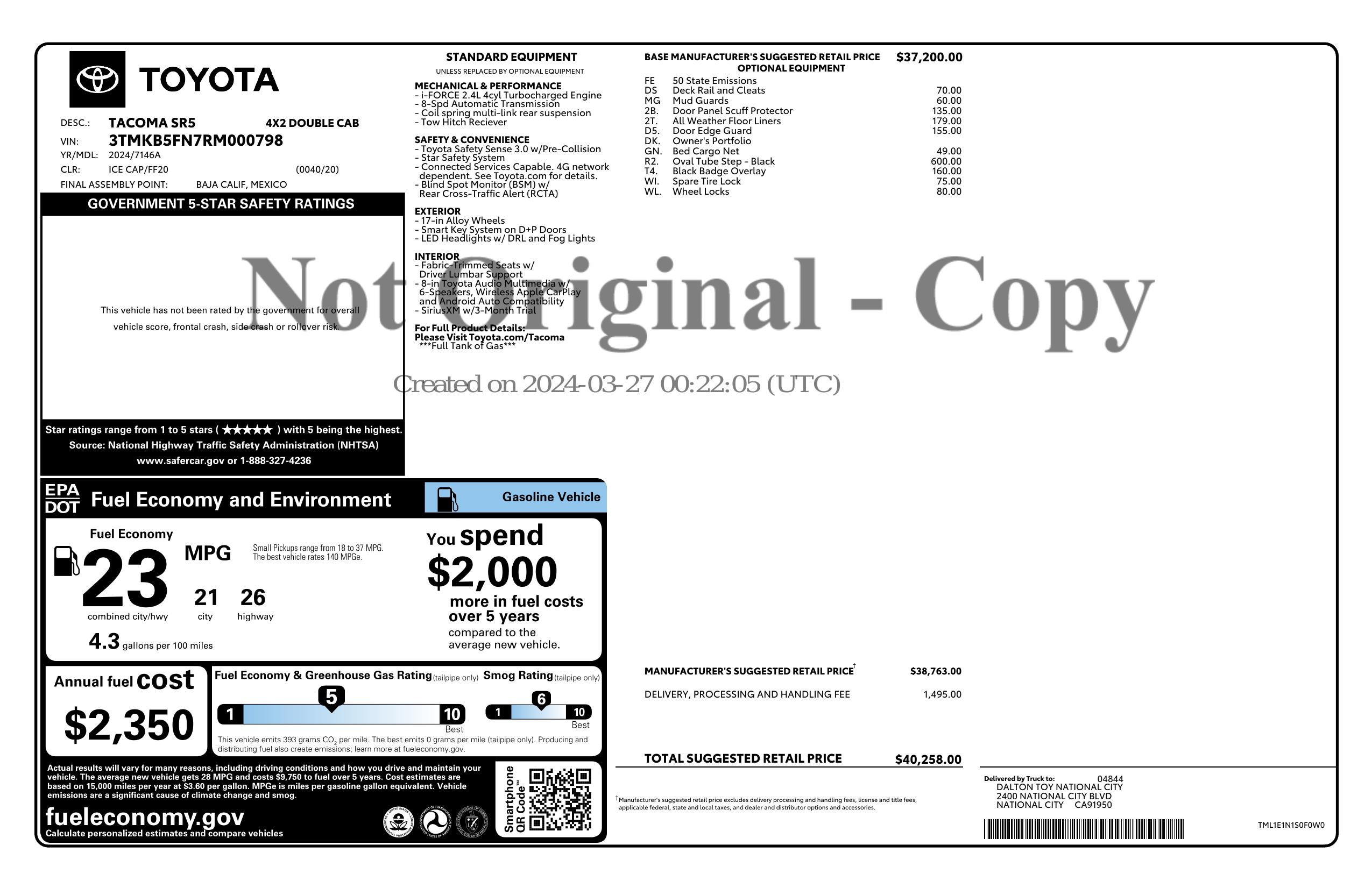 Monroney Label