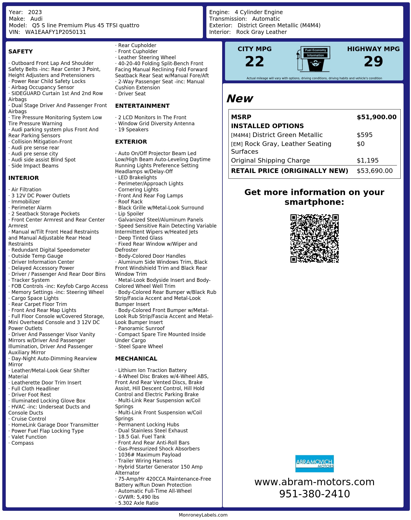 Monroney Label