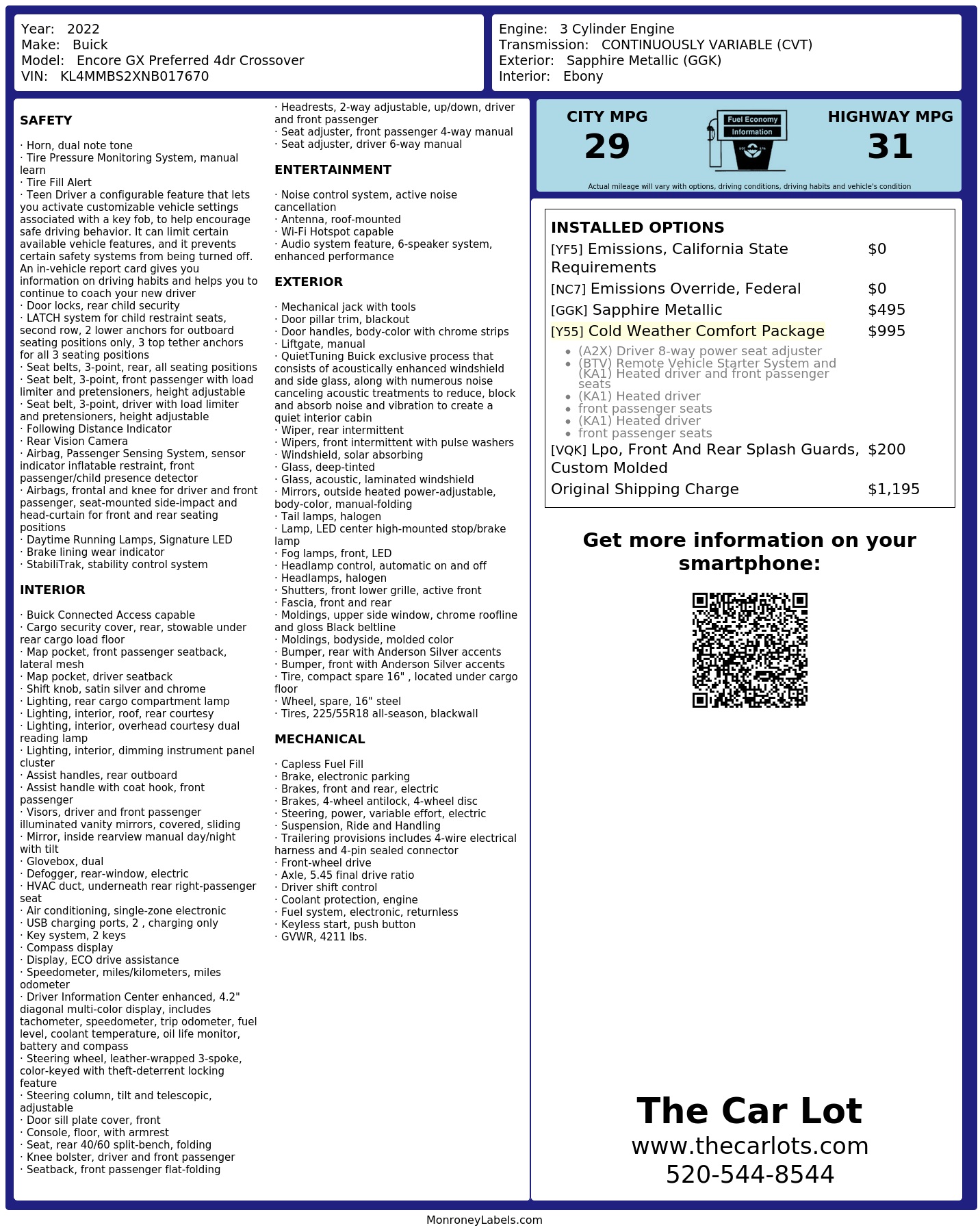 Monroney Label