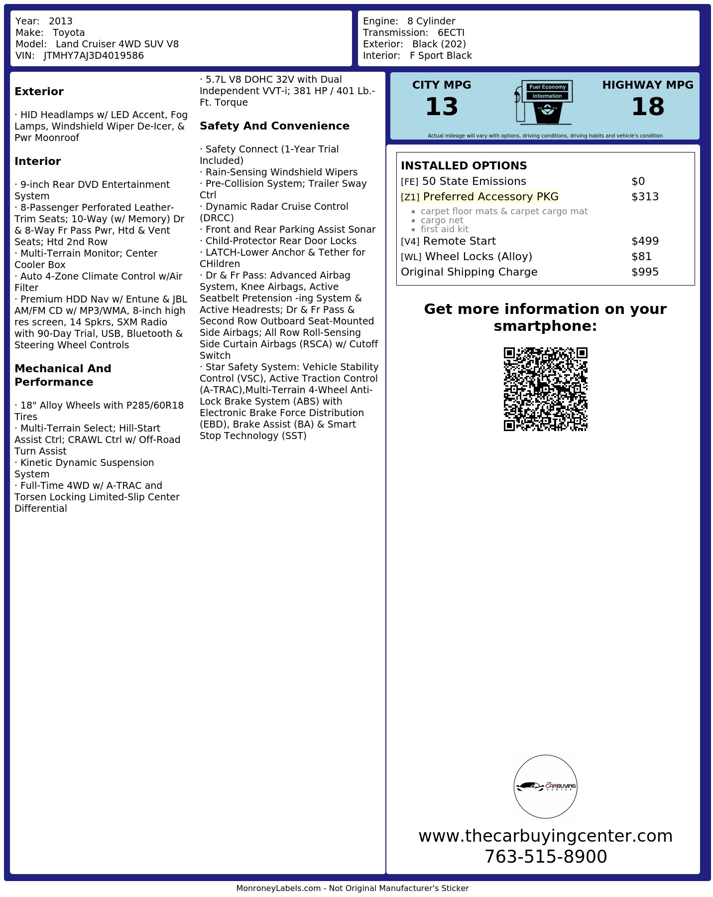 Monroney Label