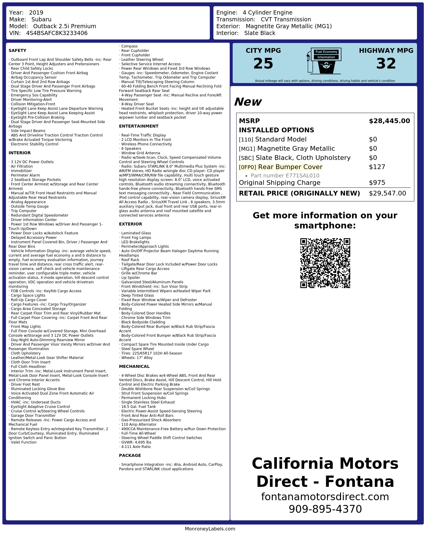 Monroney Label