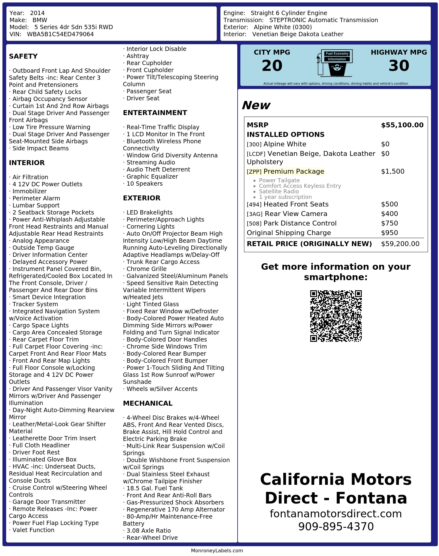 Monroney Label