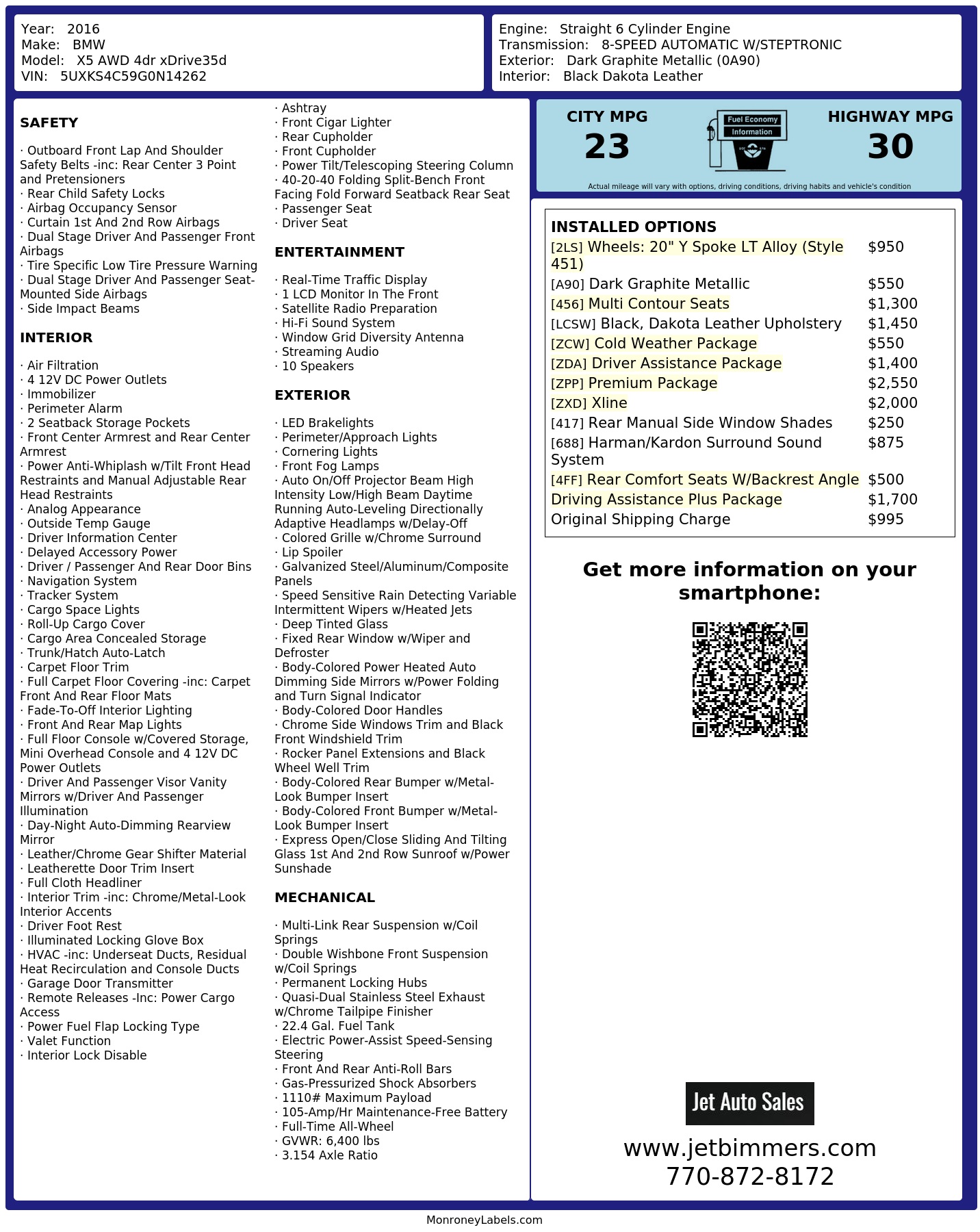 Monroney Label