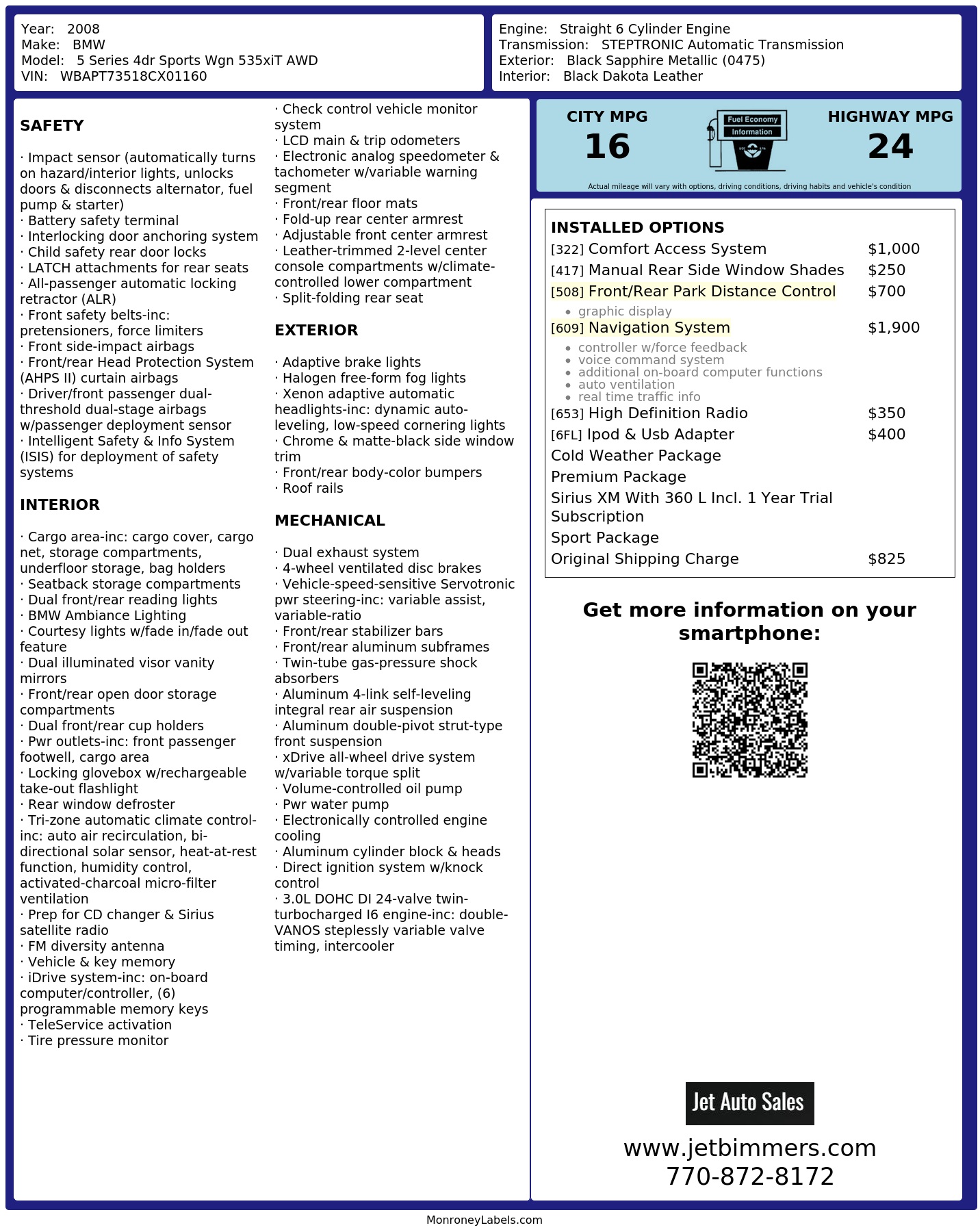 Monroney Label