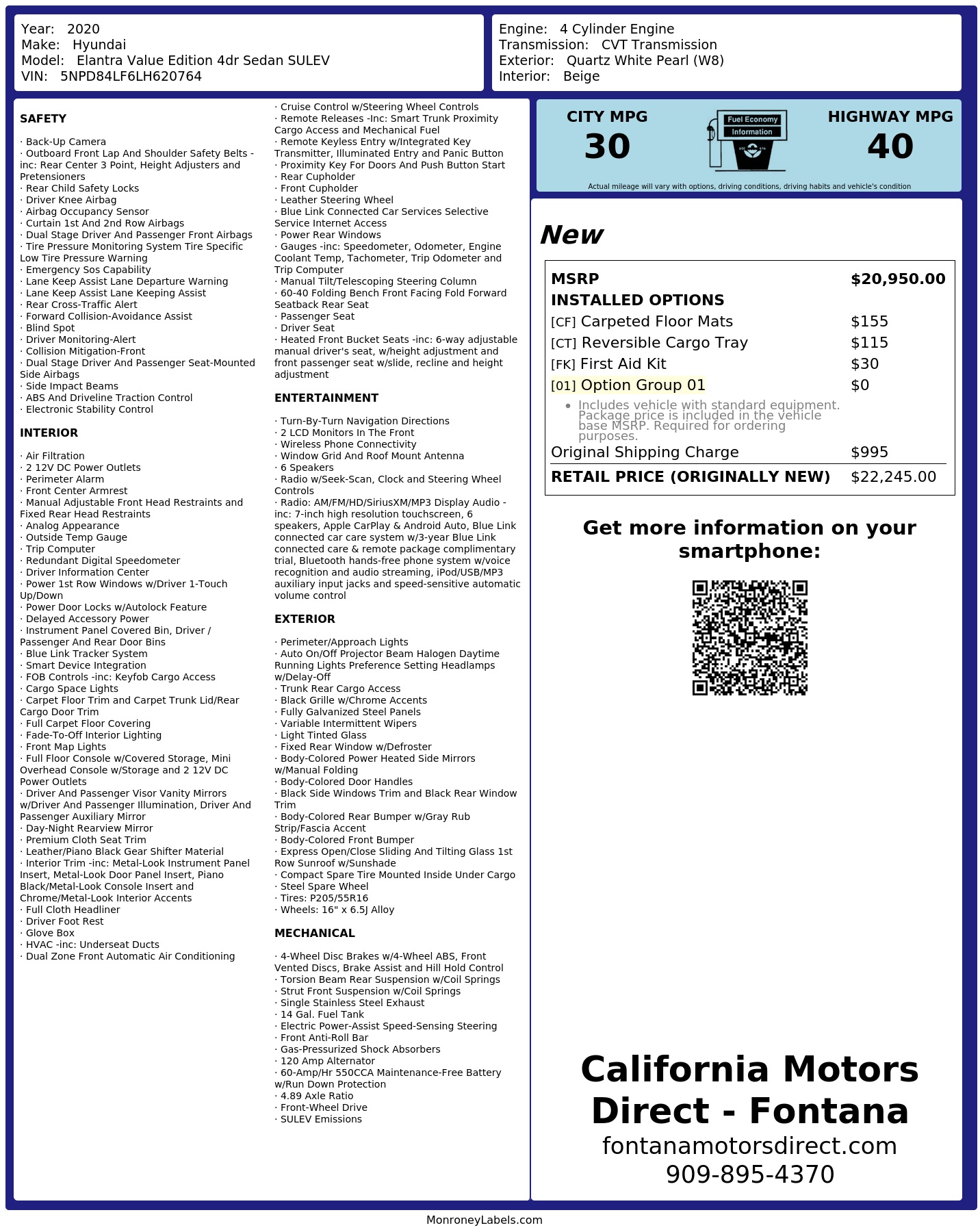 Monroney Label