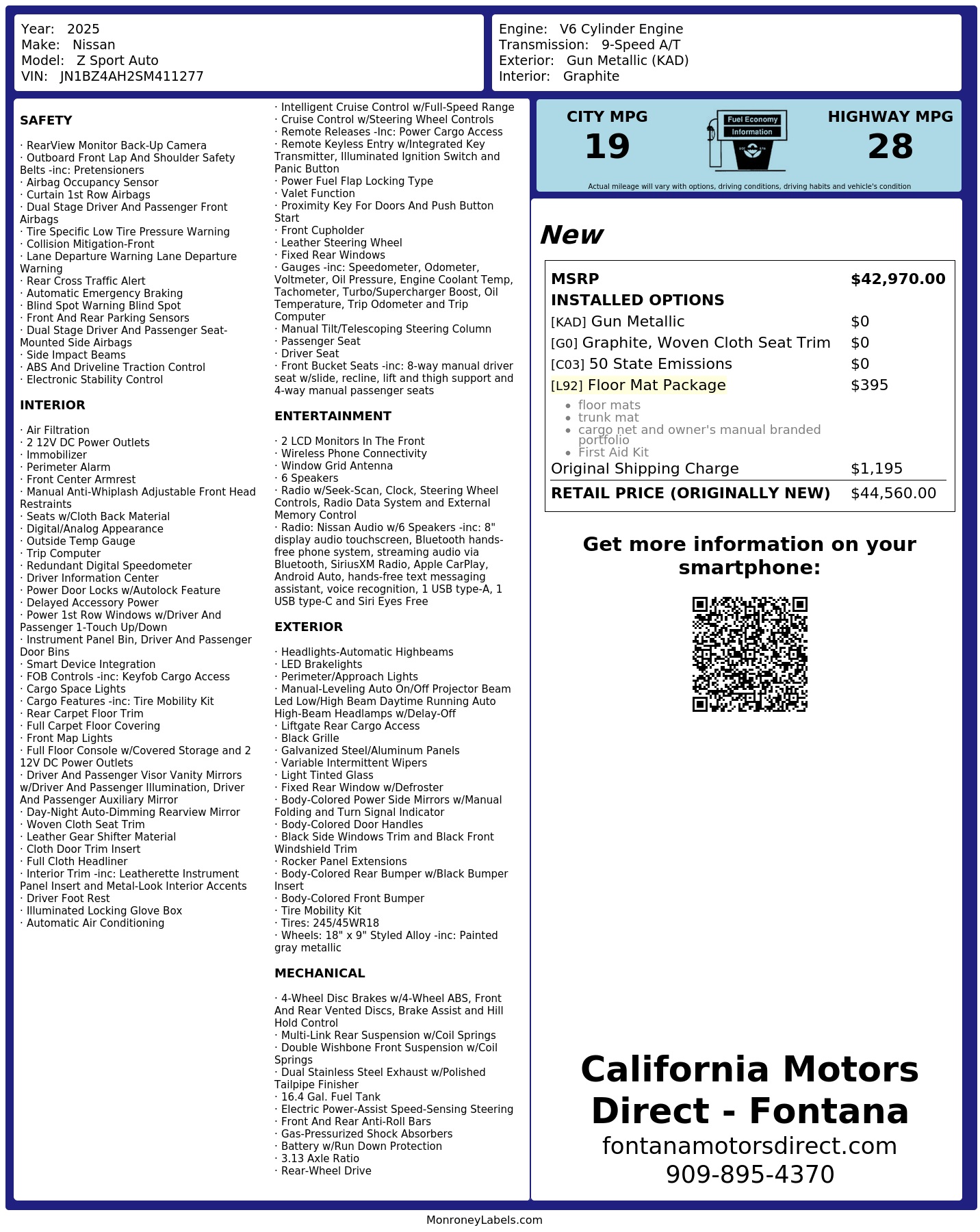 Monroney Label