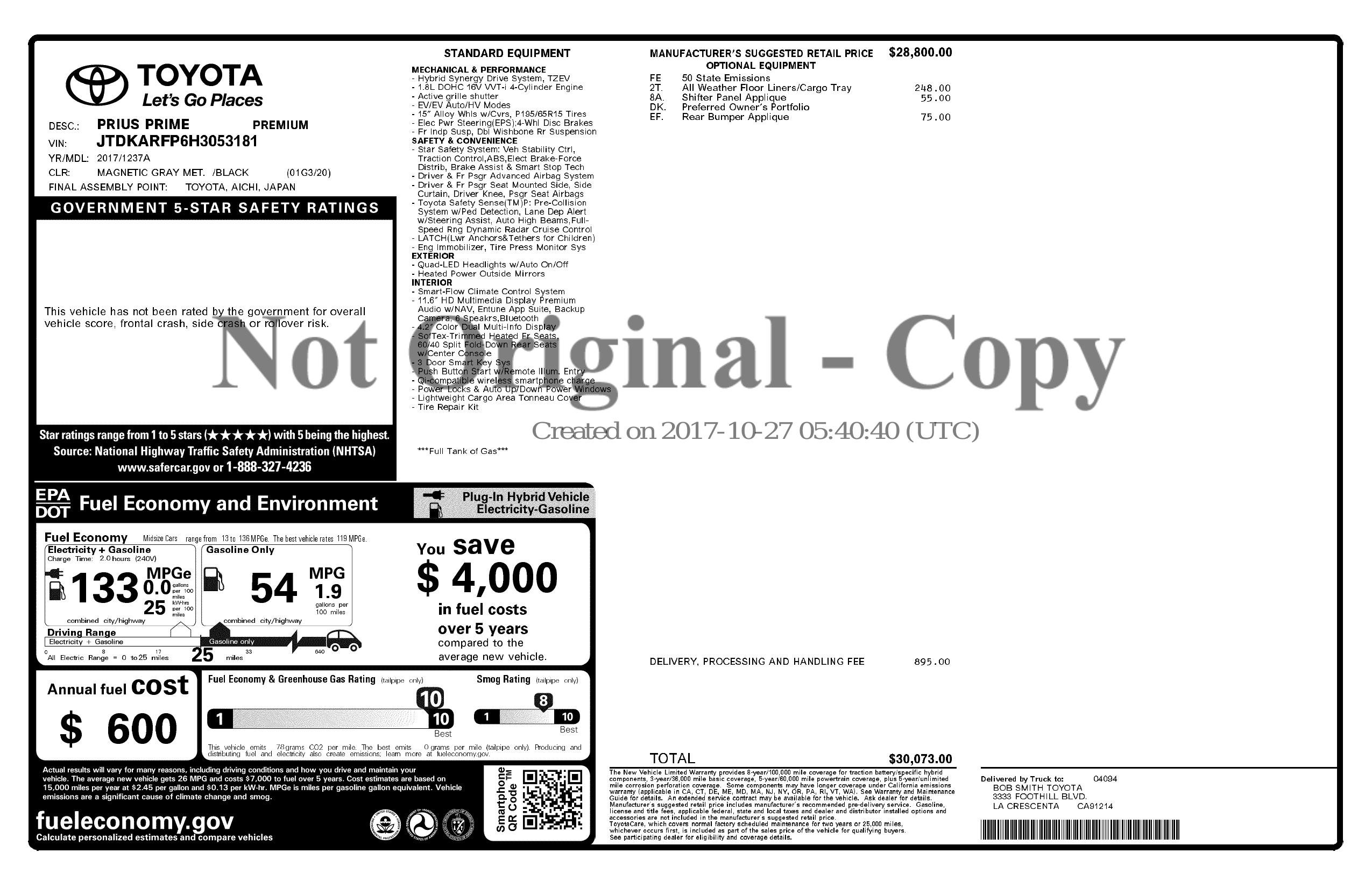 Monroney Label