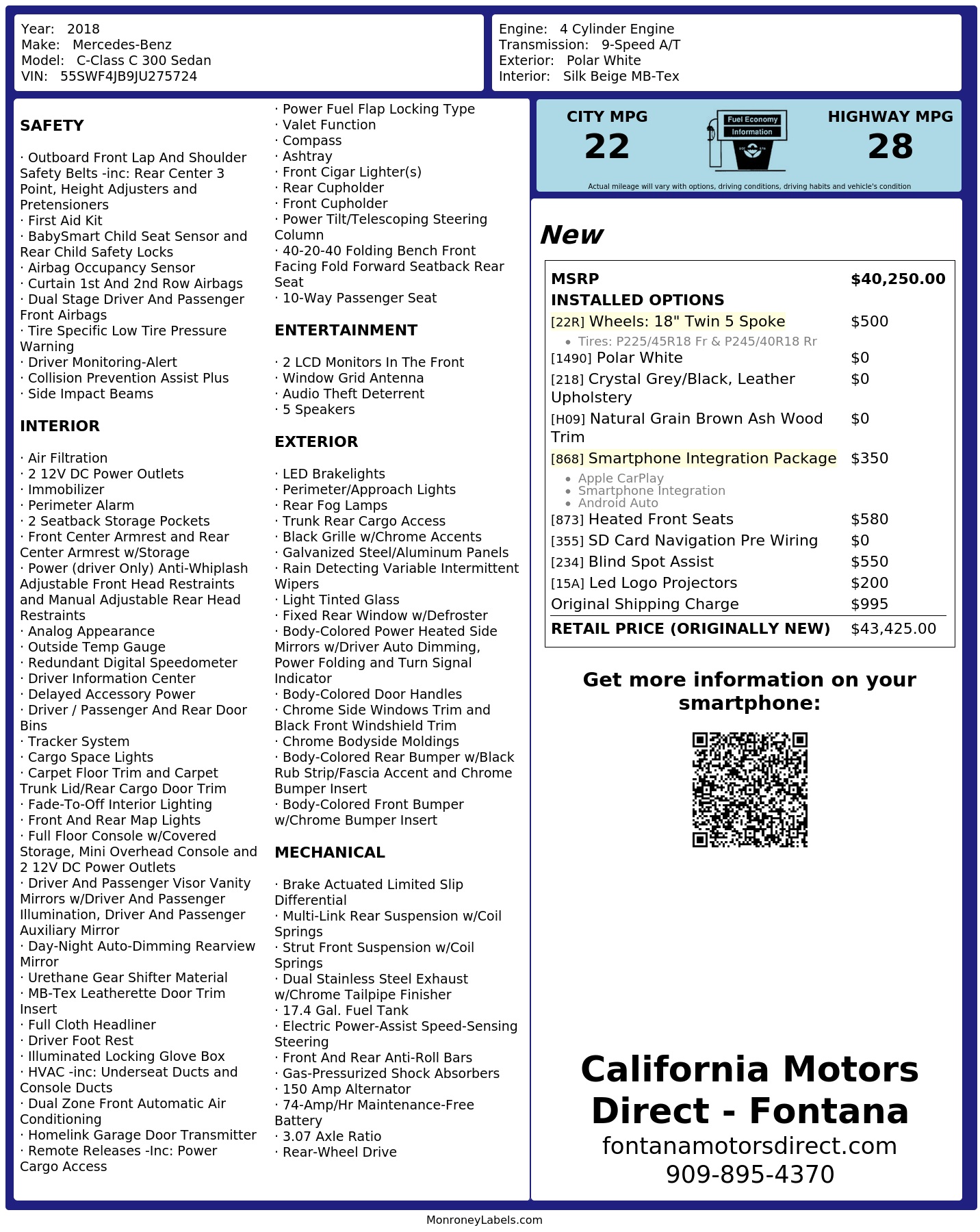 Monroney Label