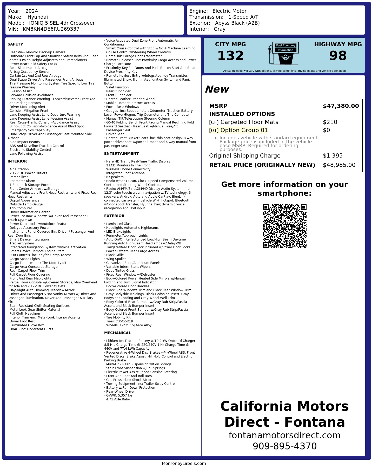 Monroney Label