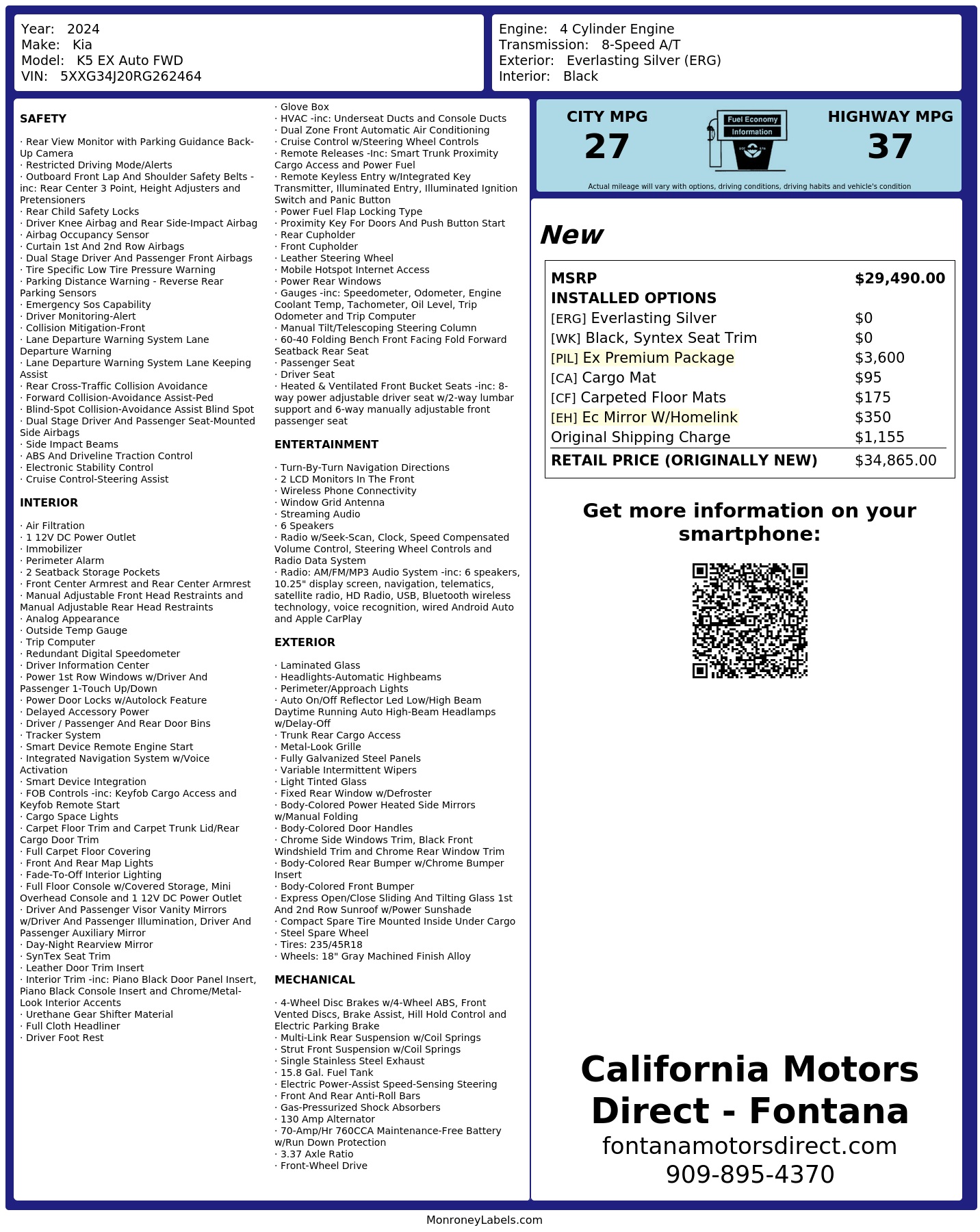 Monroney Label