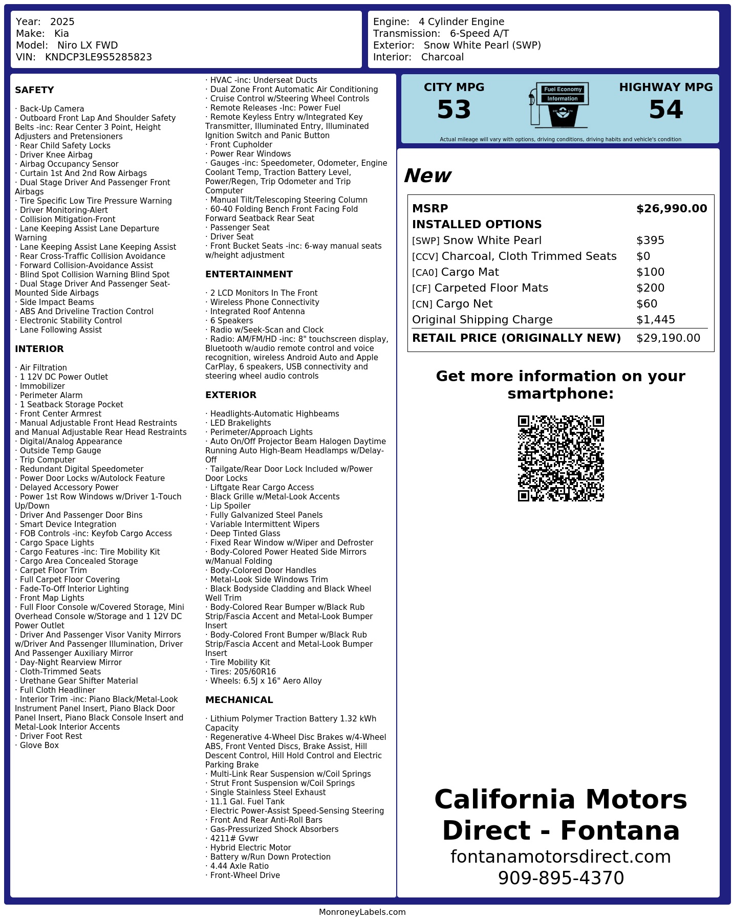 Monroney Label