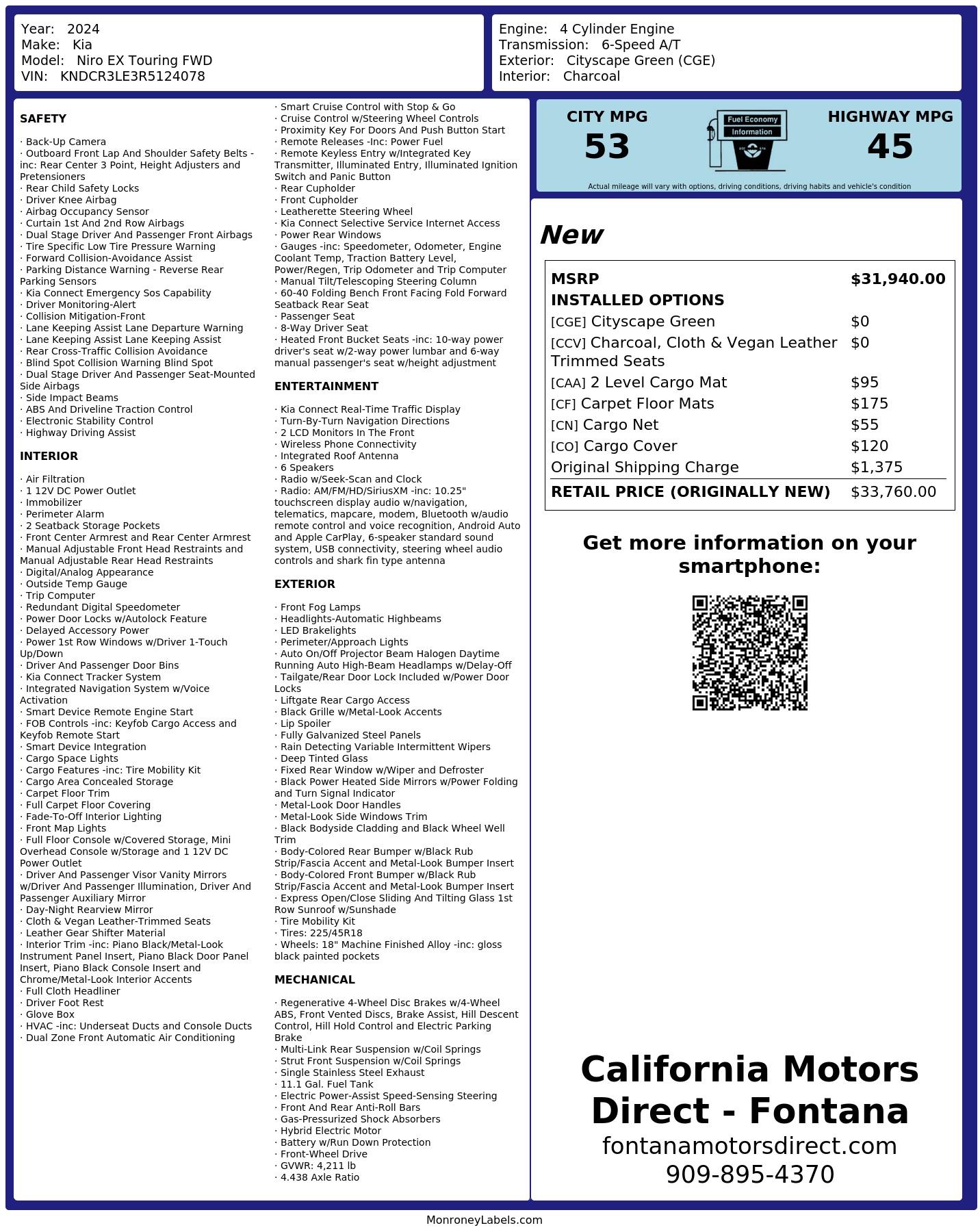 Monroney Label