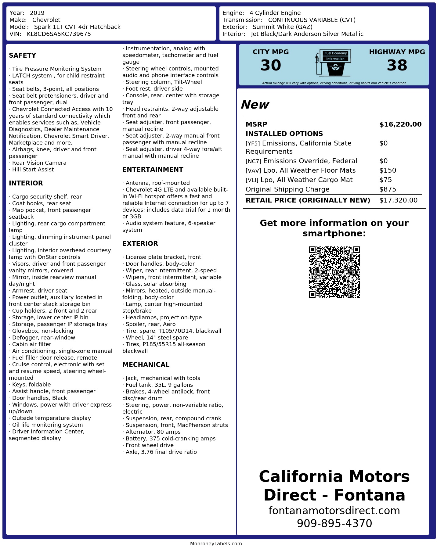 Monroney Label