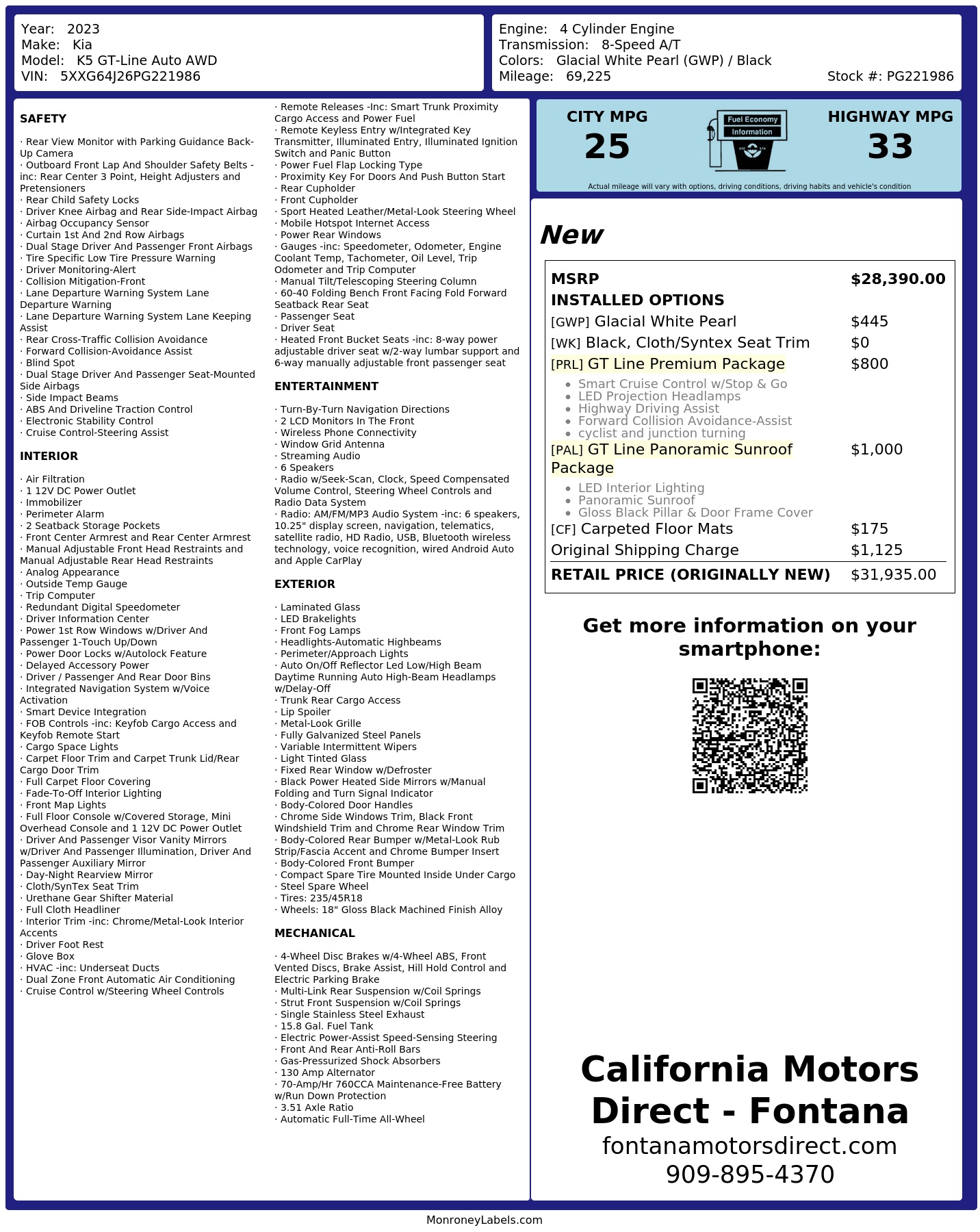 Monroney Label