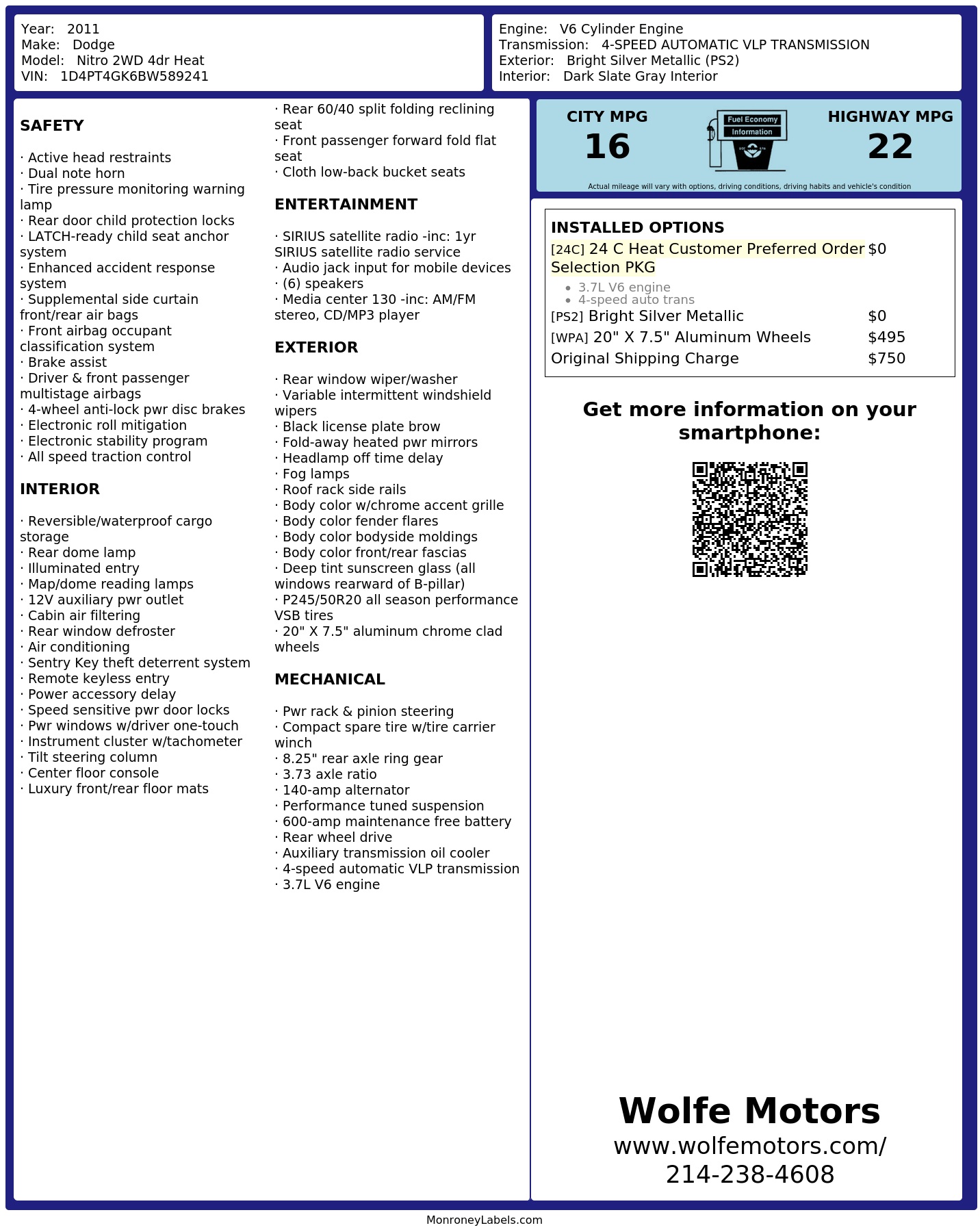 Monroney Label