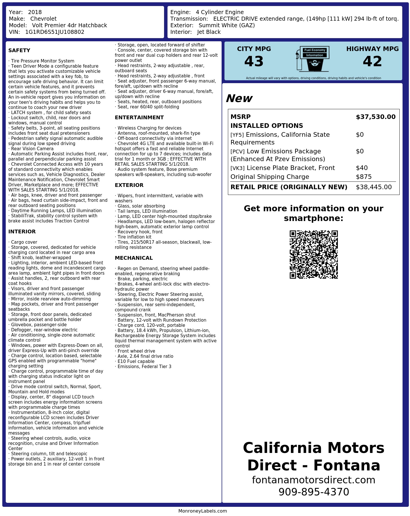 Monroney Label