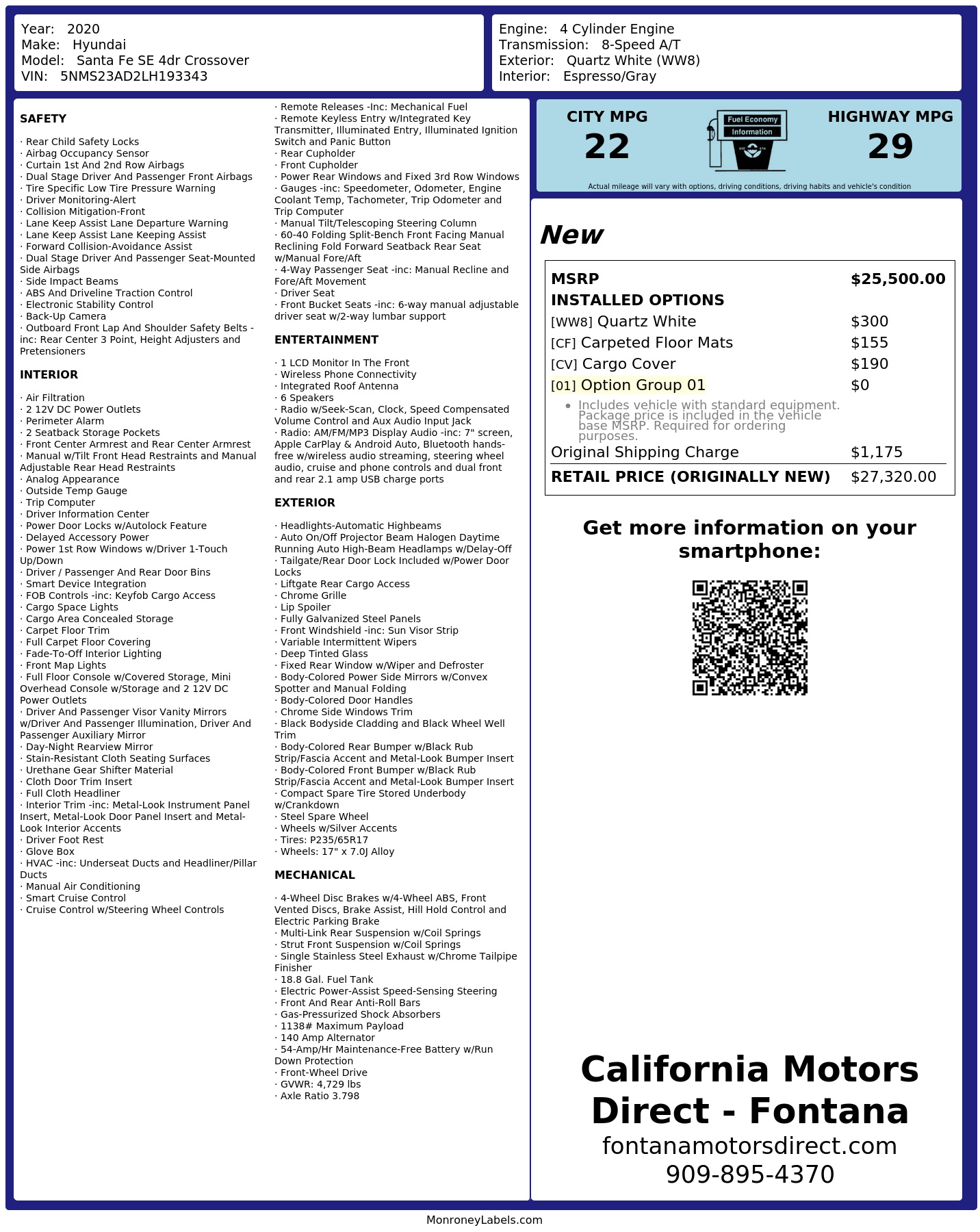 Monroney Label