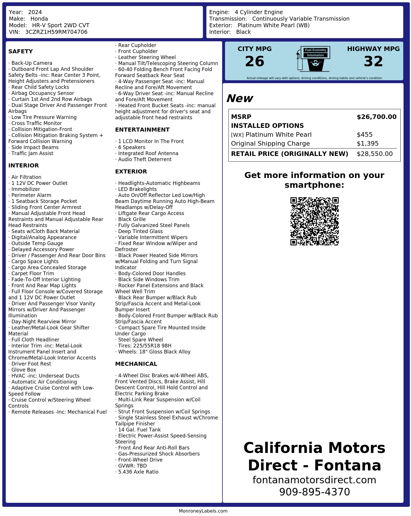 Monroney Label