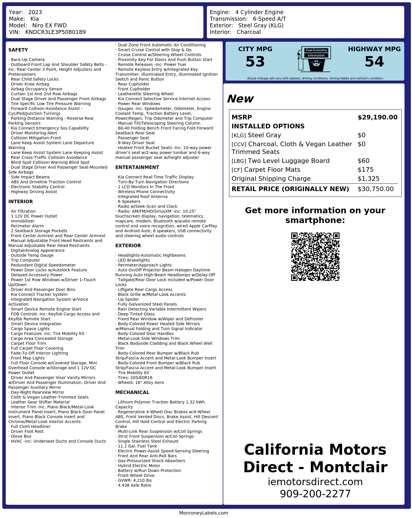 Monroney Label