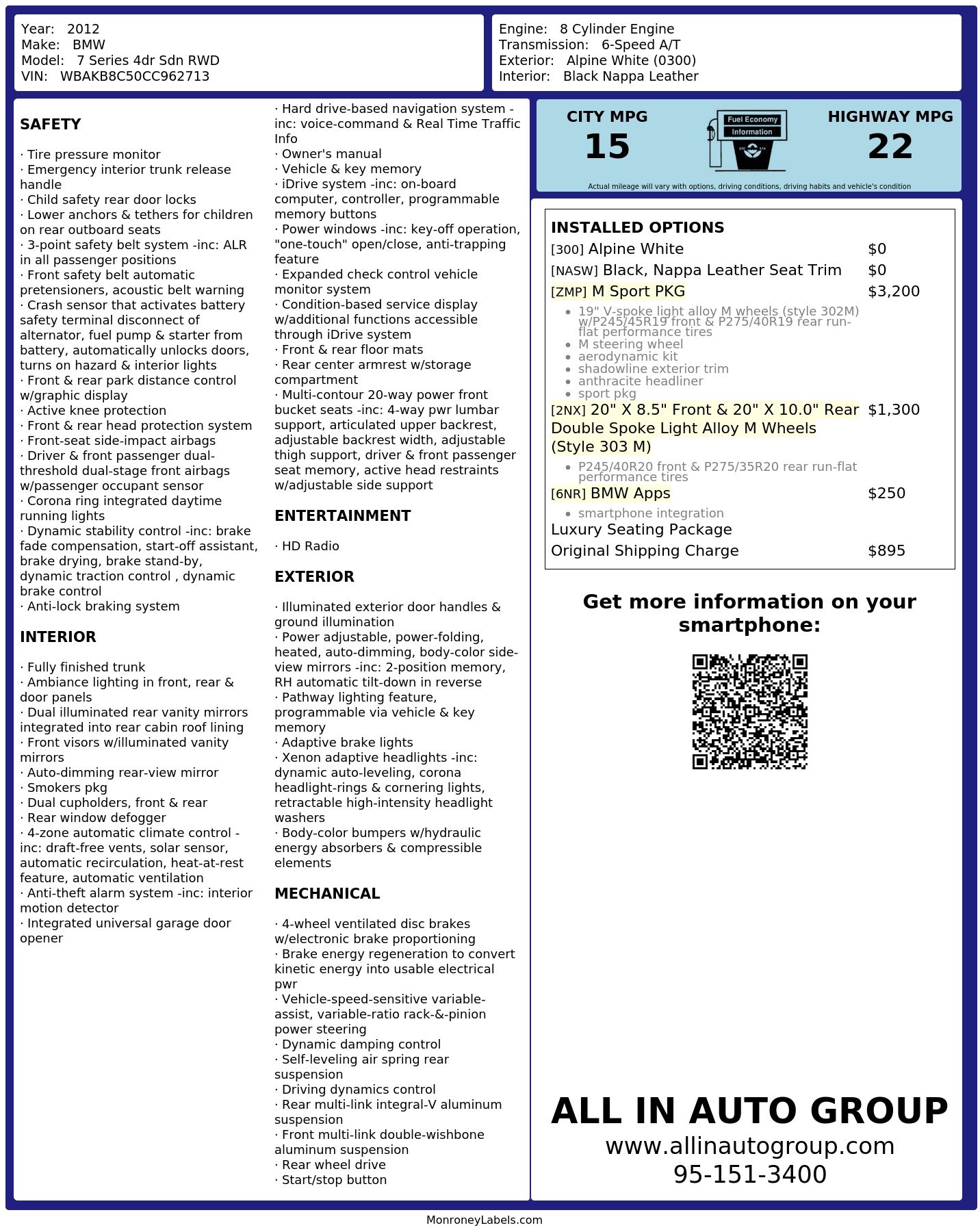 Monroney Label