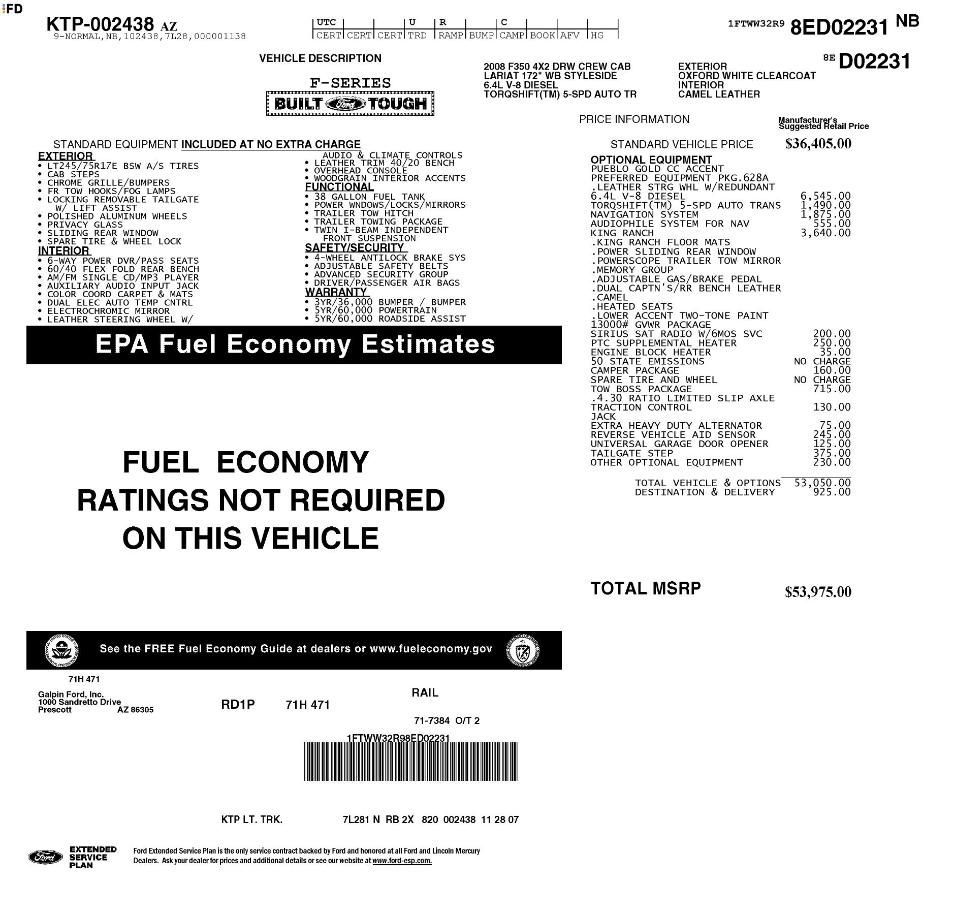 Monroney Label