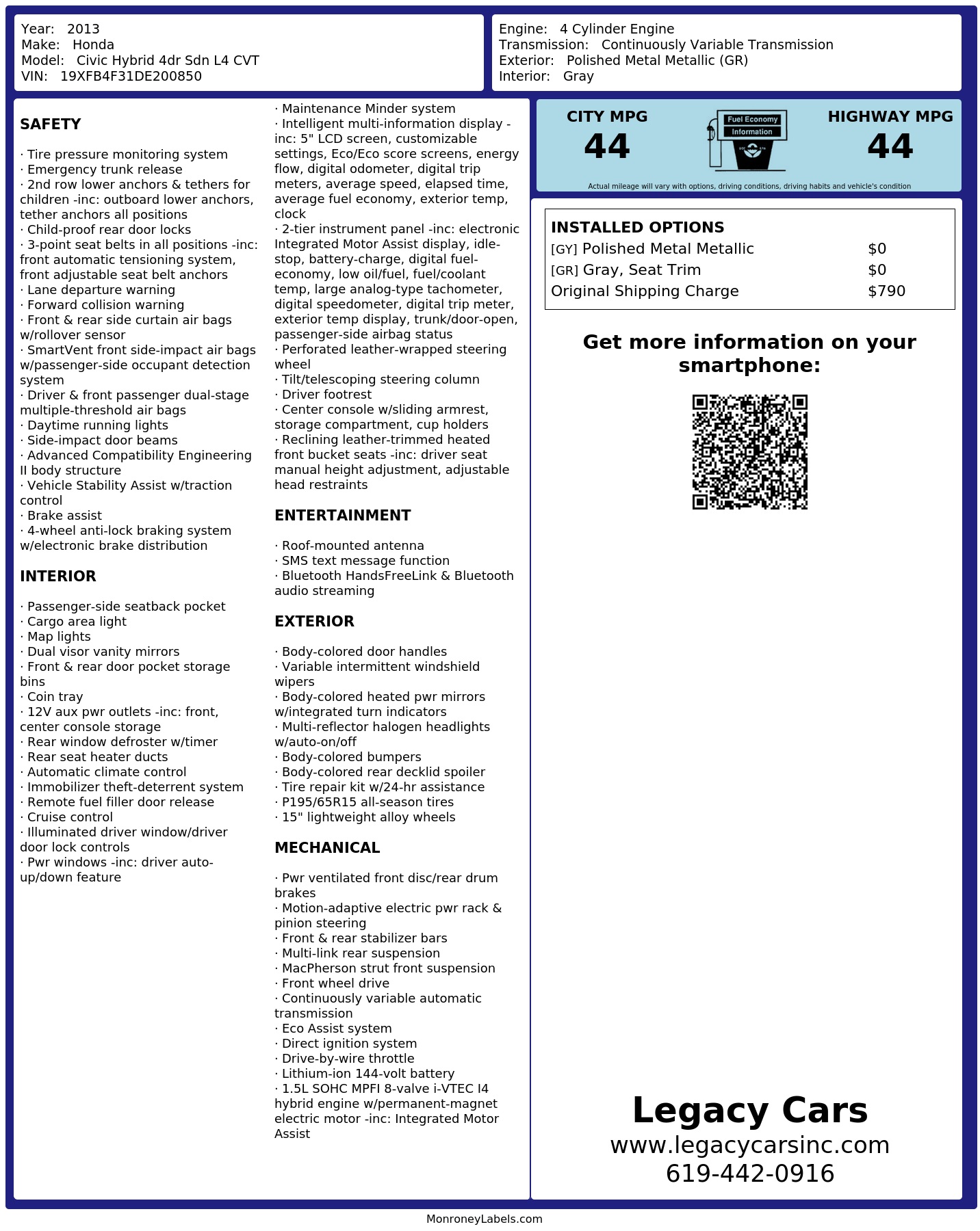 Monroney Label