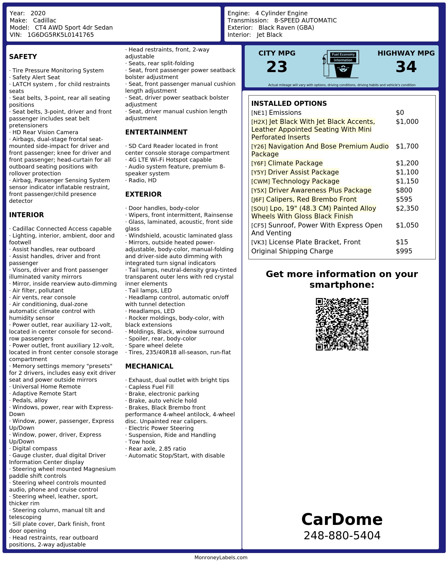 Monroney Label