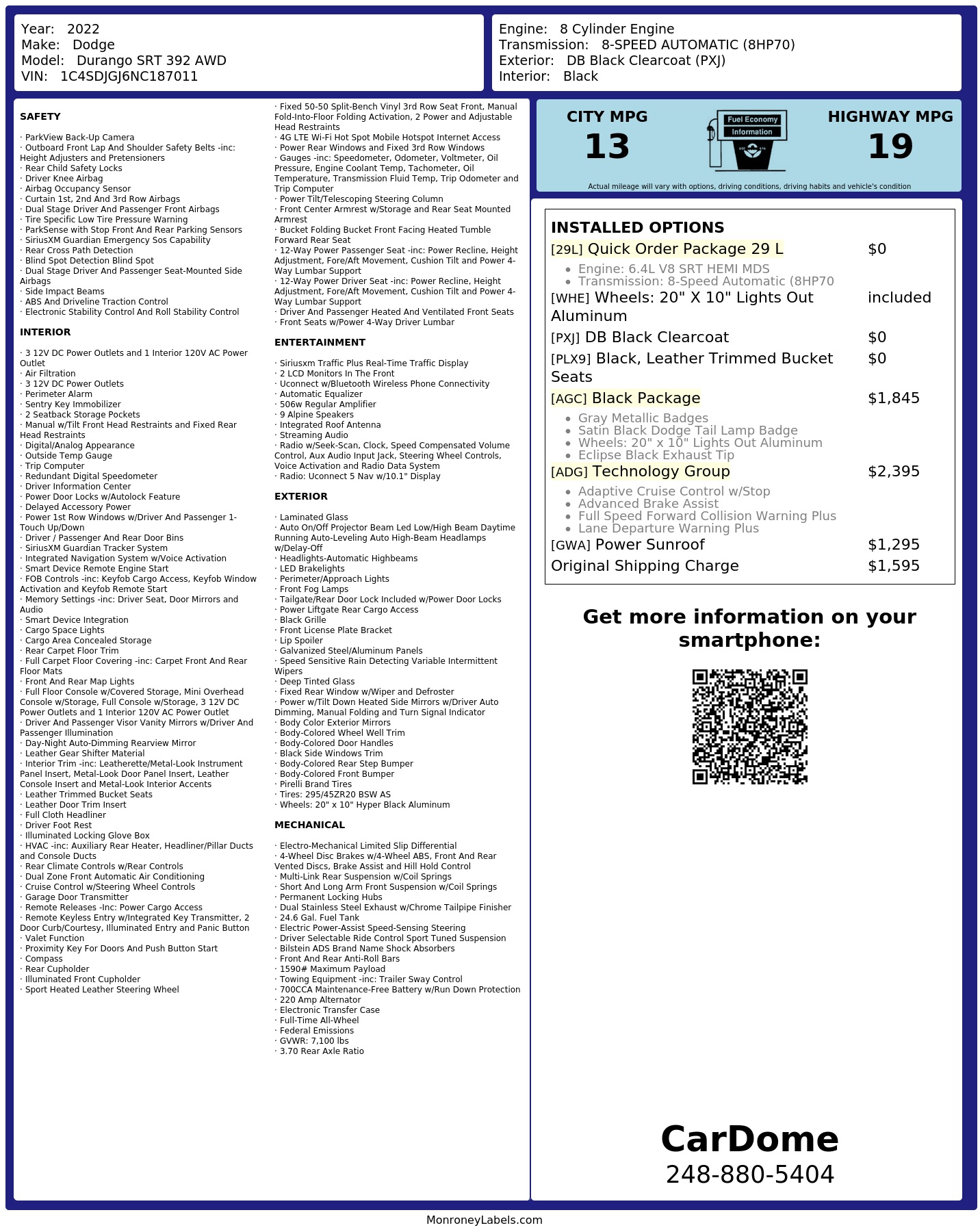 Monroney Label