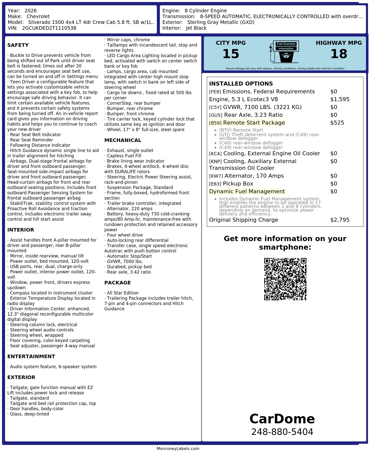 Monroney Label