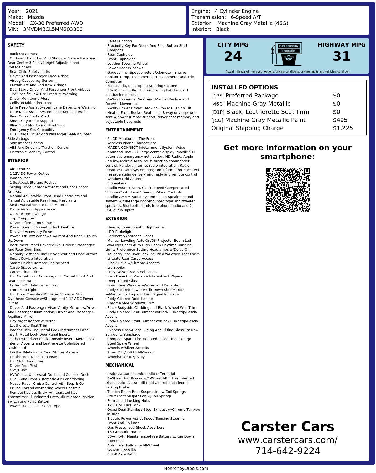 Monroney Label