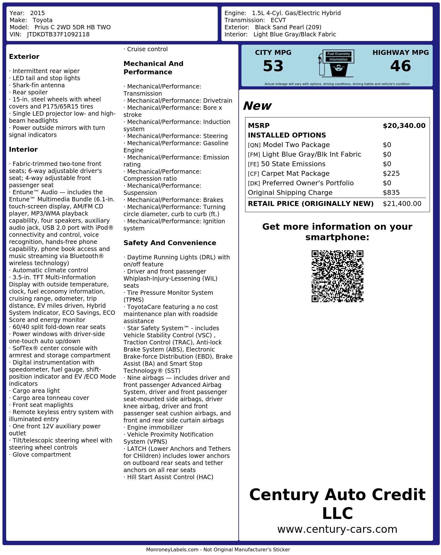 Monroney Label