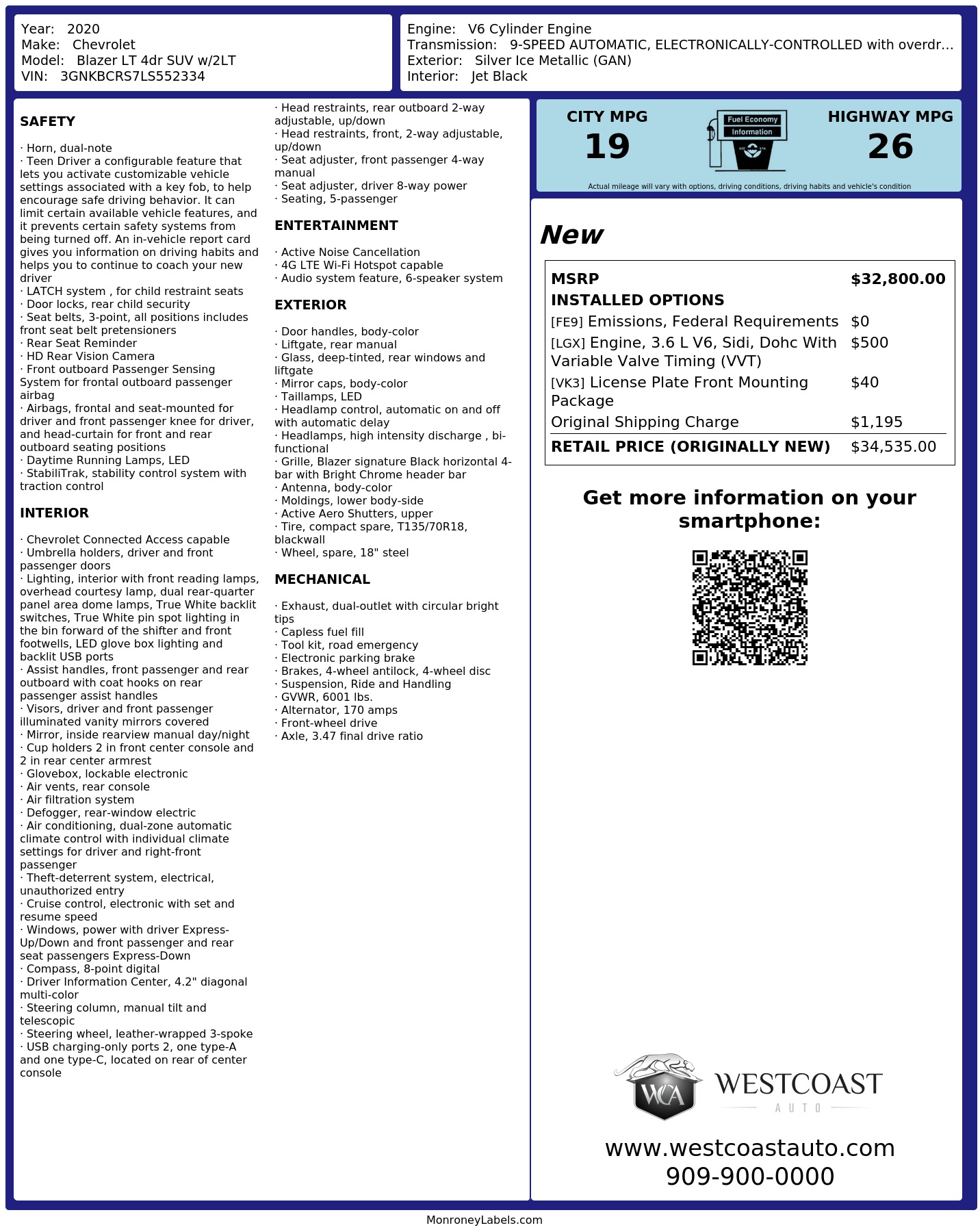 Monroney Label