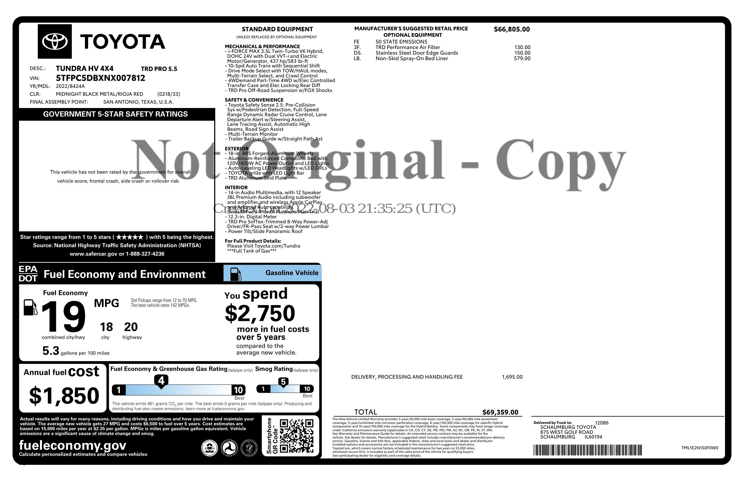 Monroney Label