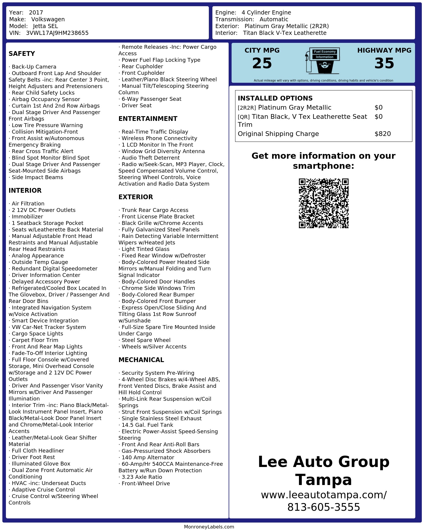Monroney Label
