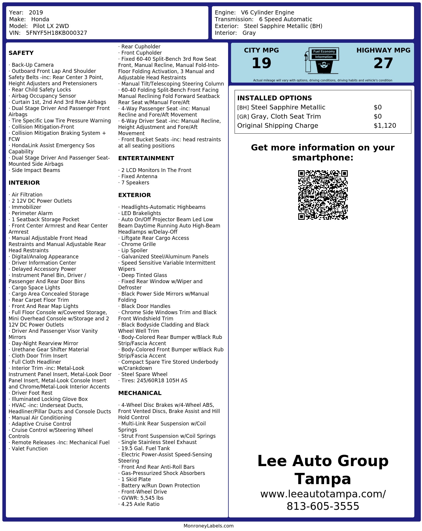 Monroney Label