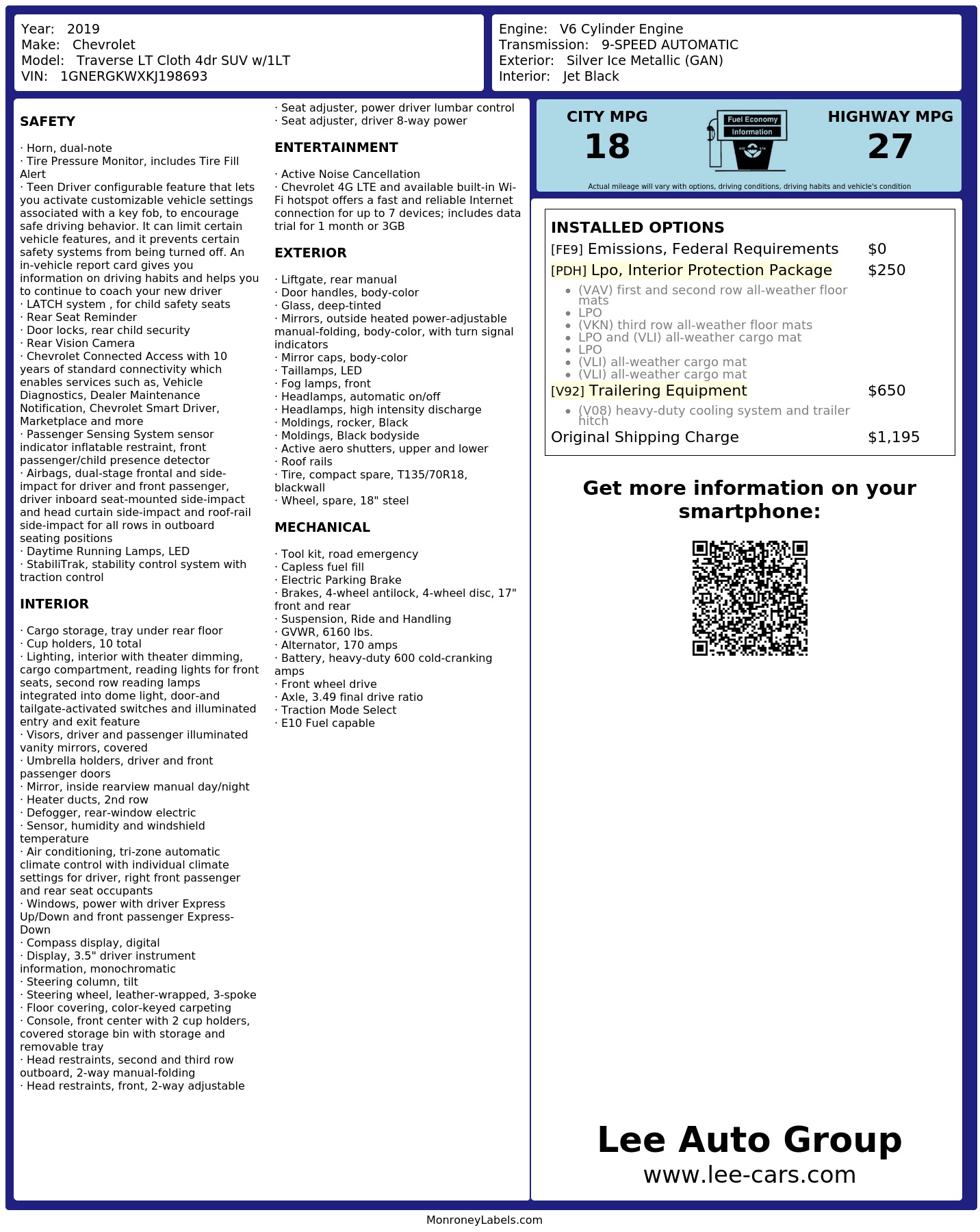 Monroney Label