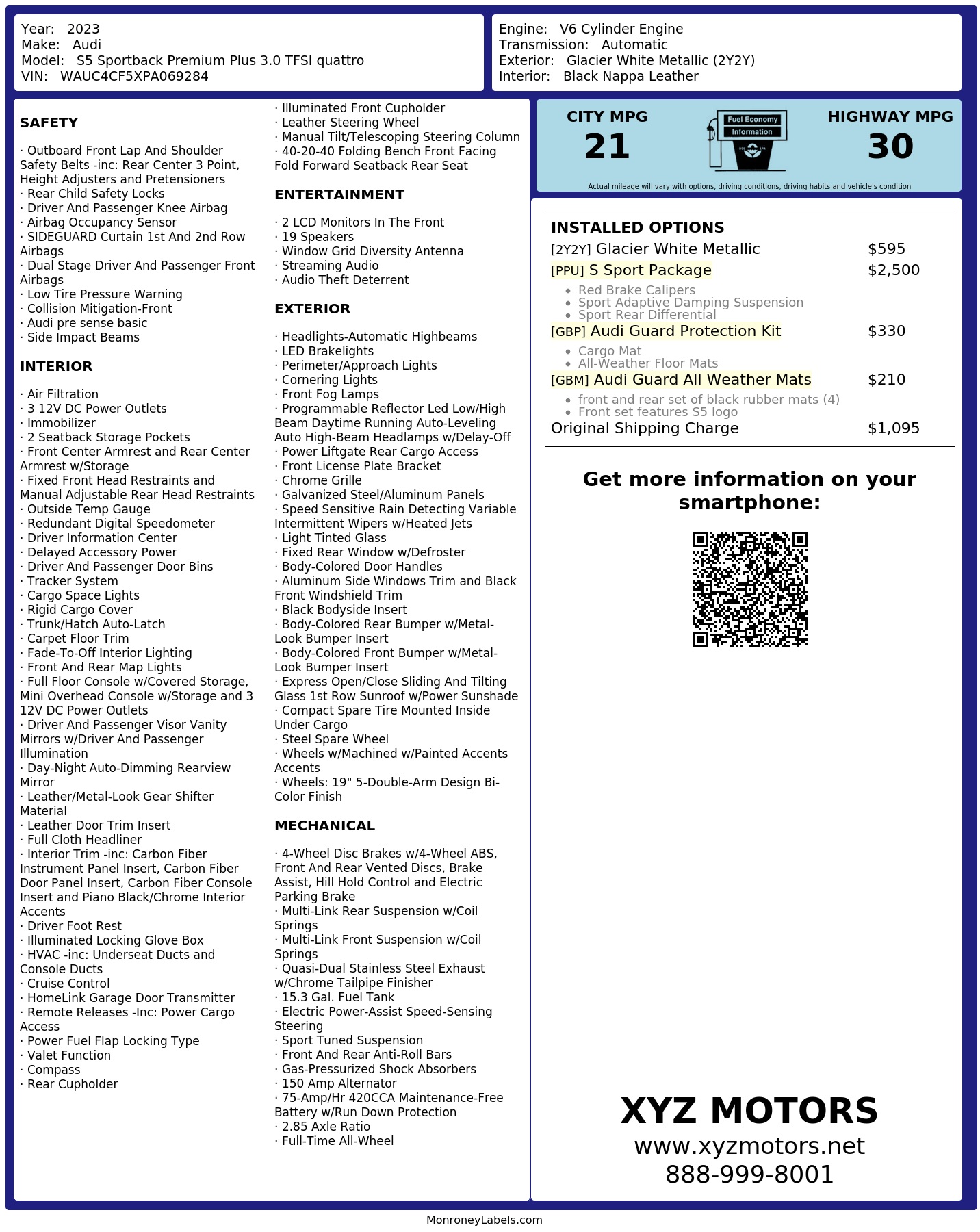 Monroney Label