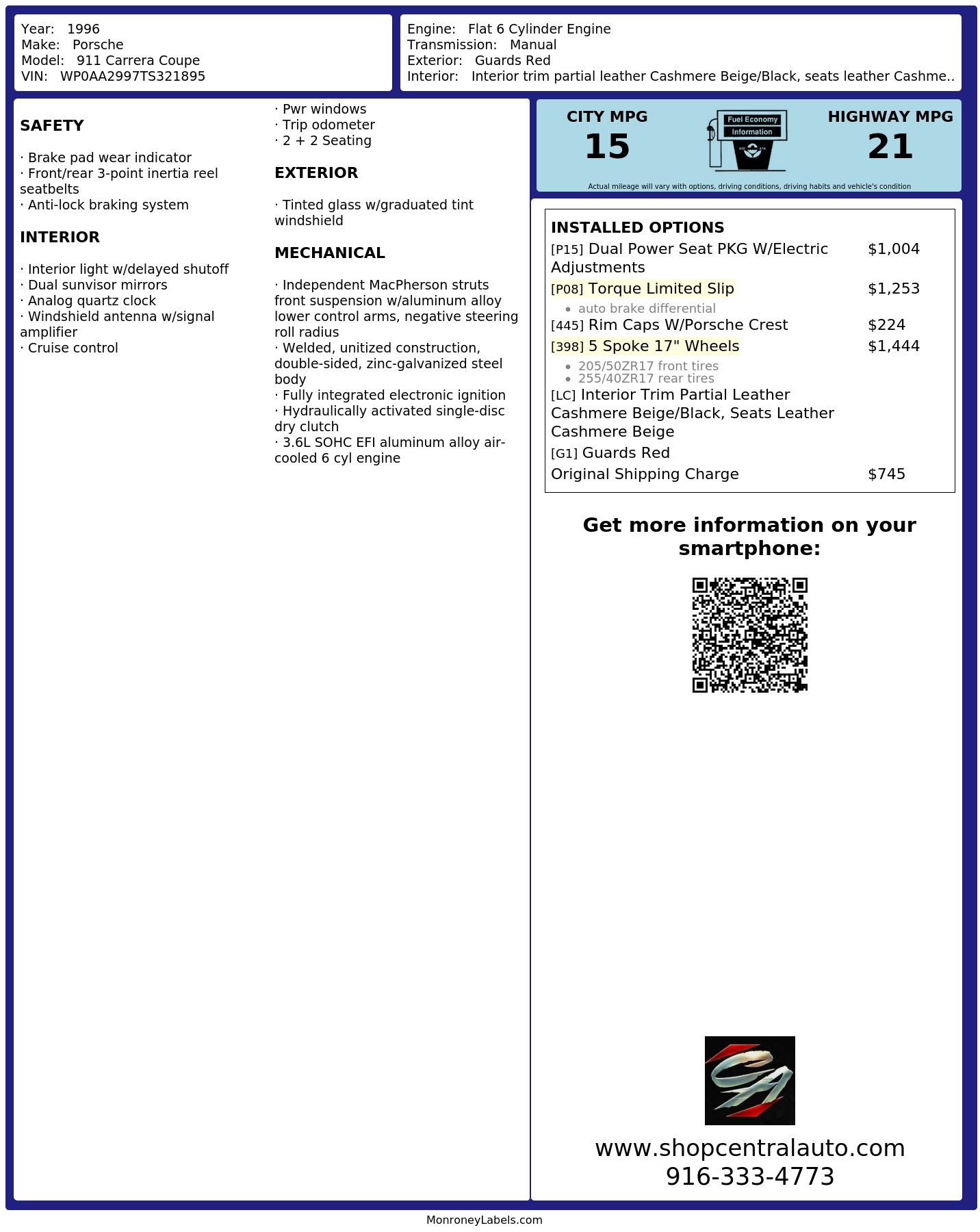 Monroney Label