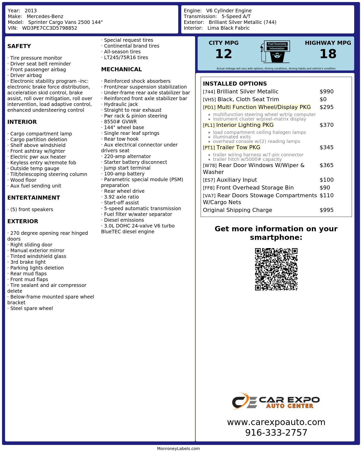 Monroney Label