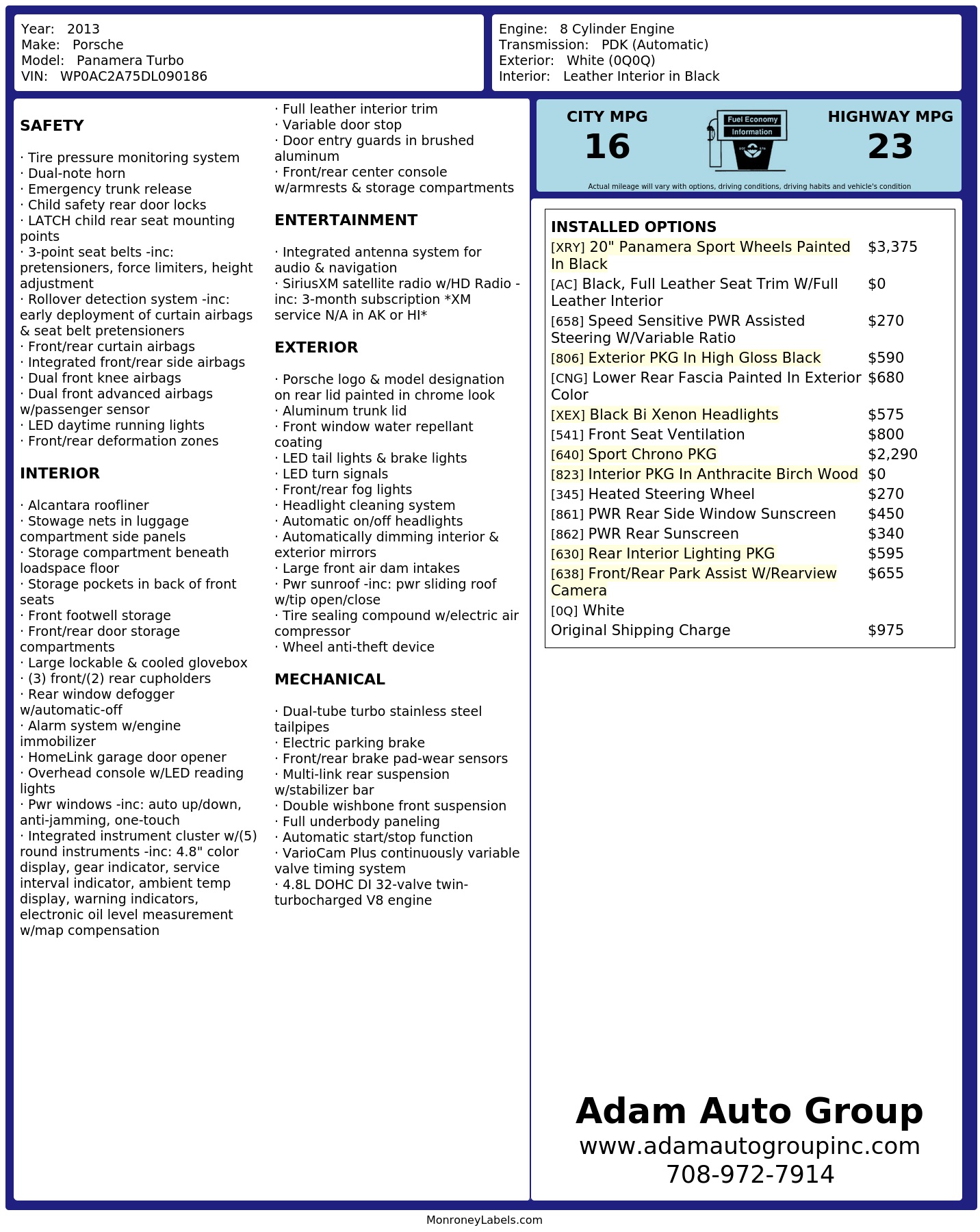 Monroney Label