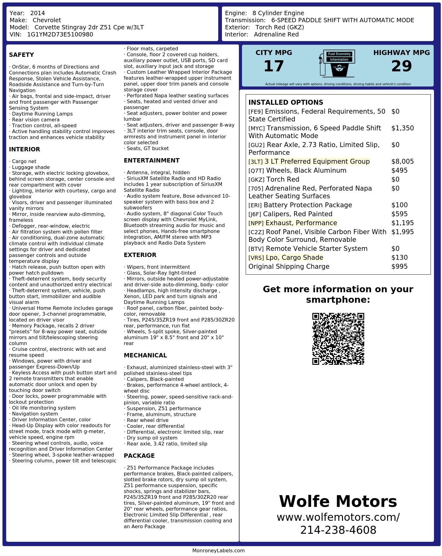 Monroney Label