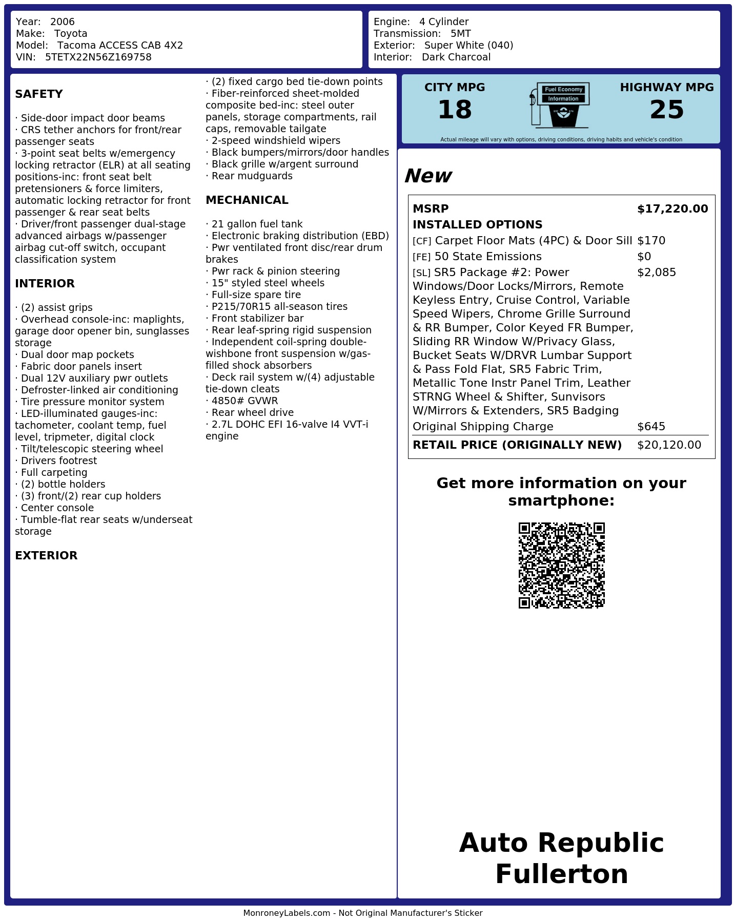 Monroney Label