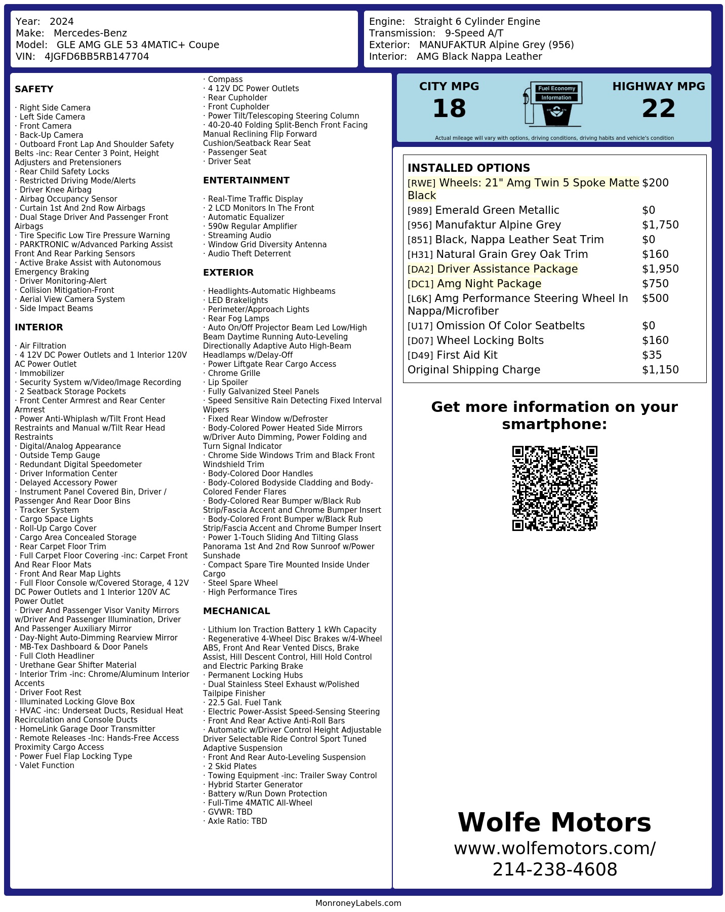 Monroney Label