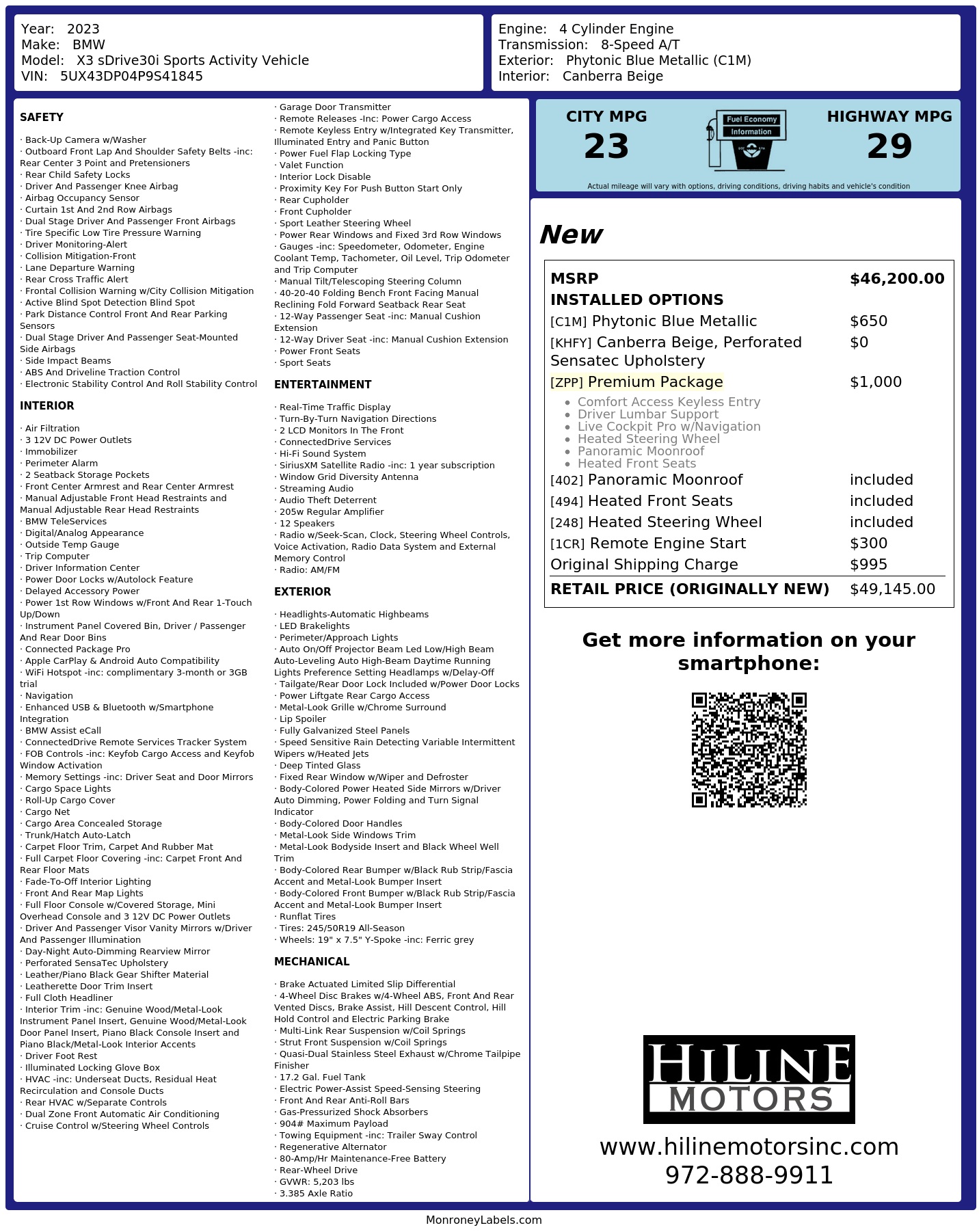 Monroney Label